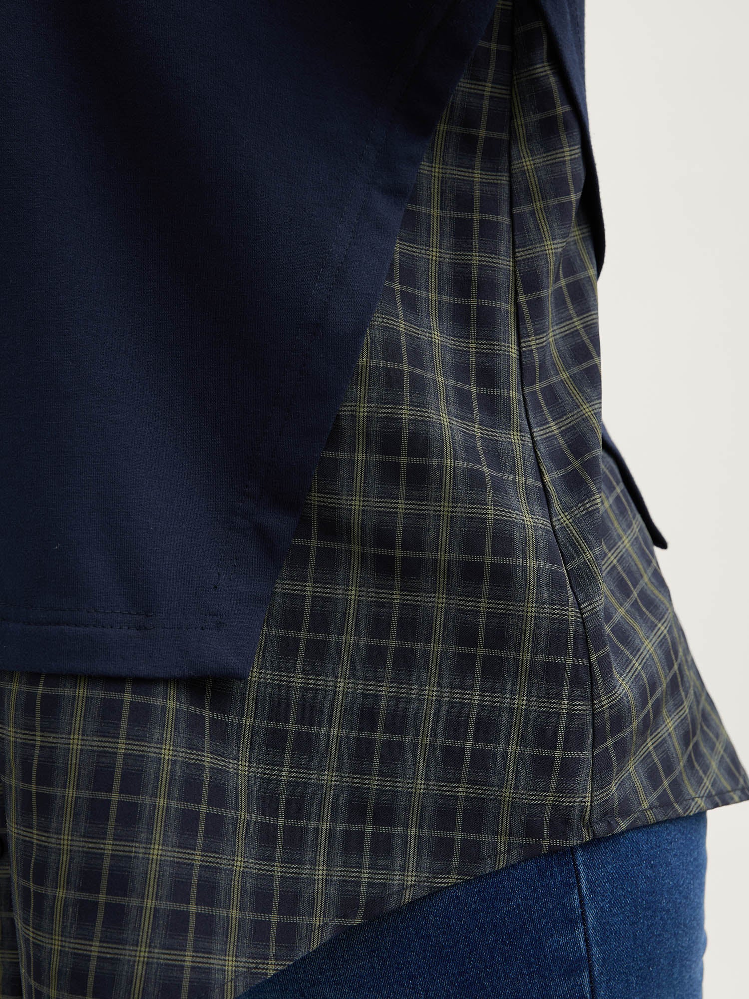 2-in-1 A-line Plaid Sweater Shirt Top - Image 2
