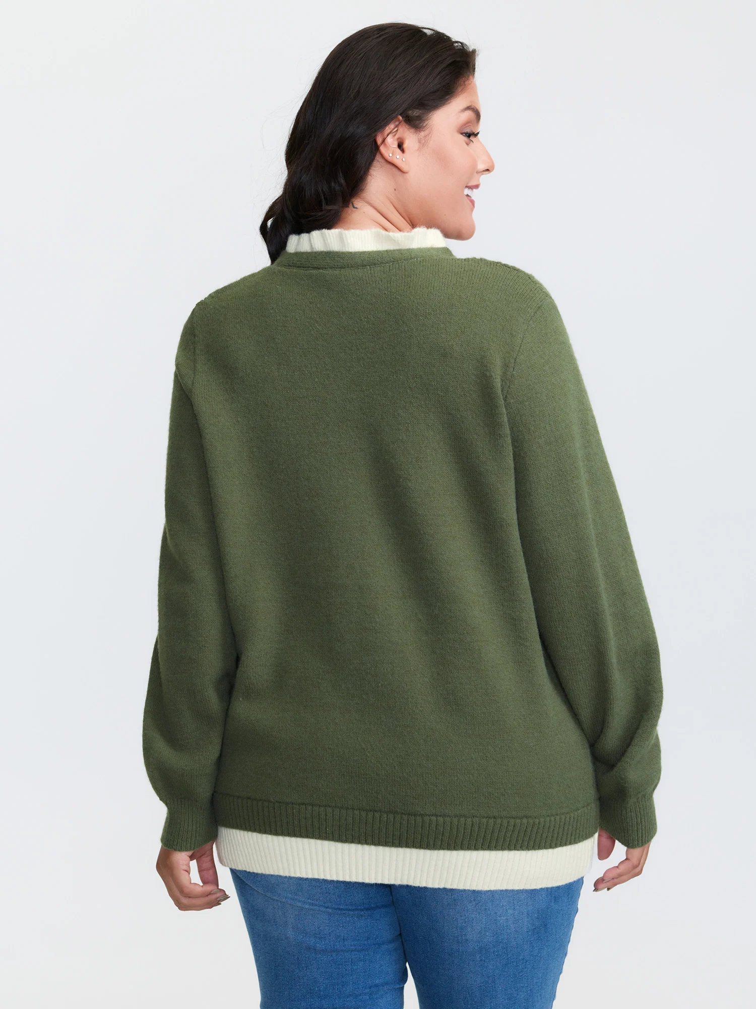 2-in-1 Cableknit Layered Tie Pullover - Image 5