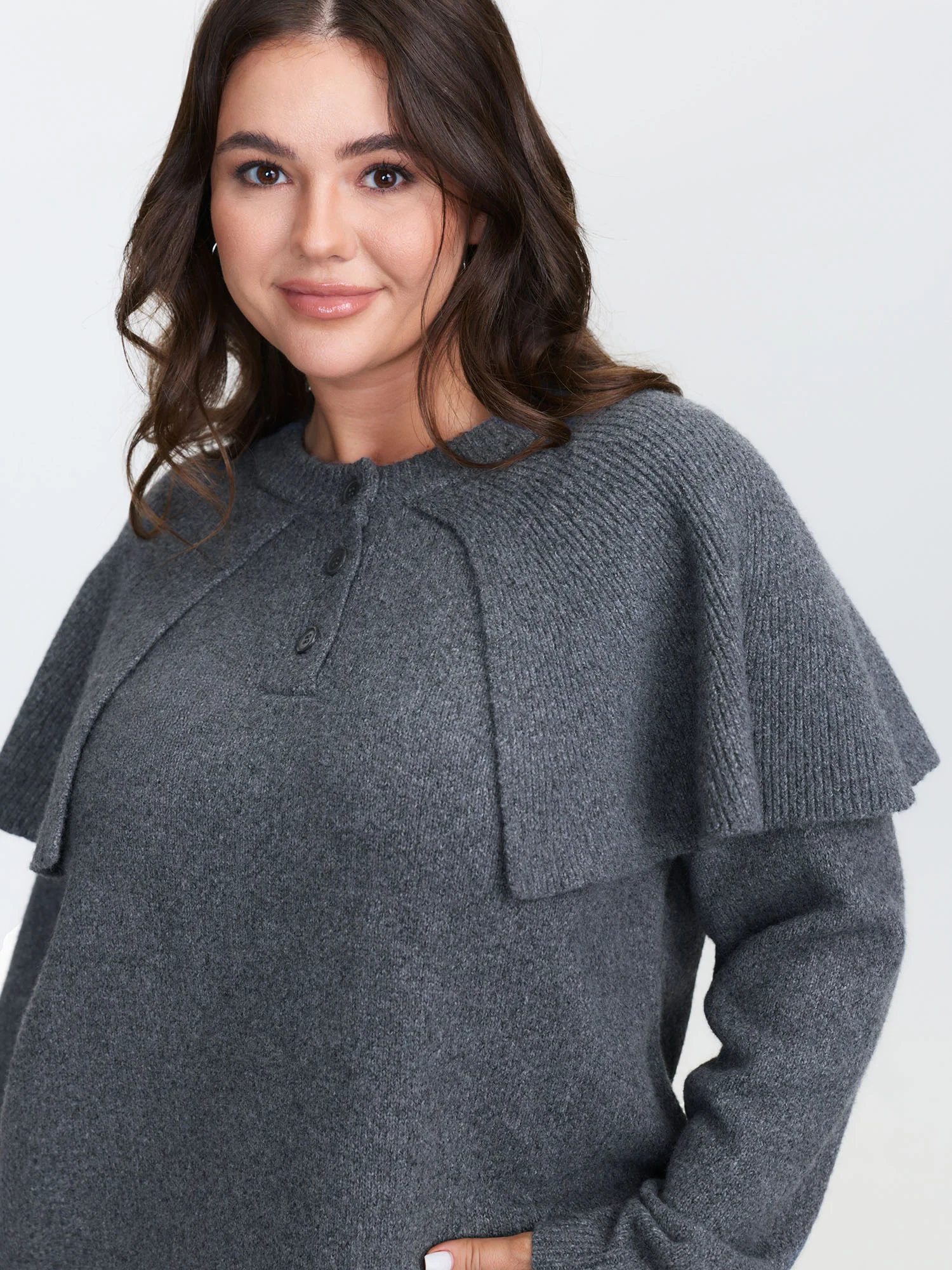 2-In-1 Cape Button Pullover - Image 2