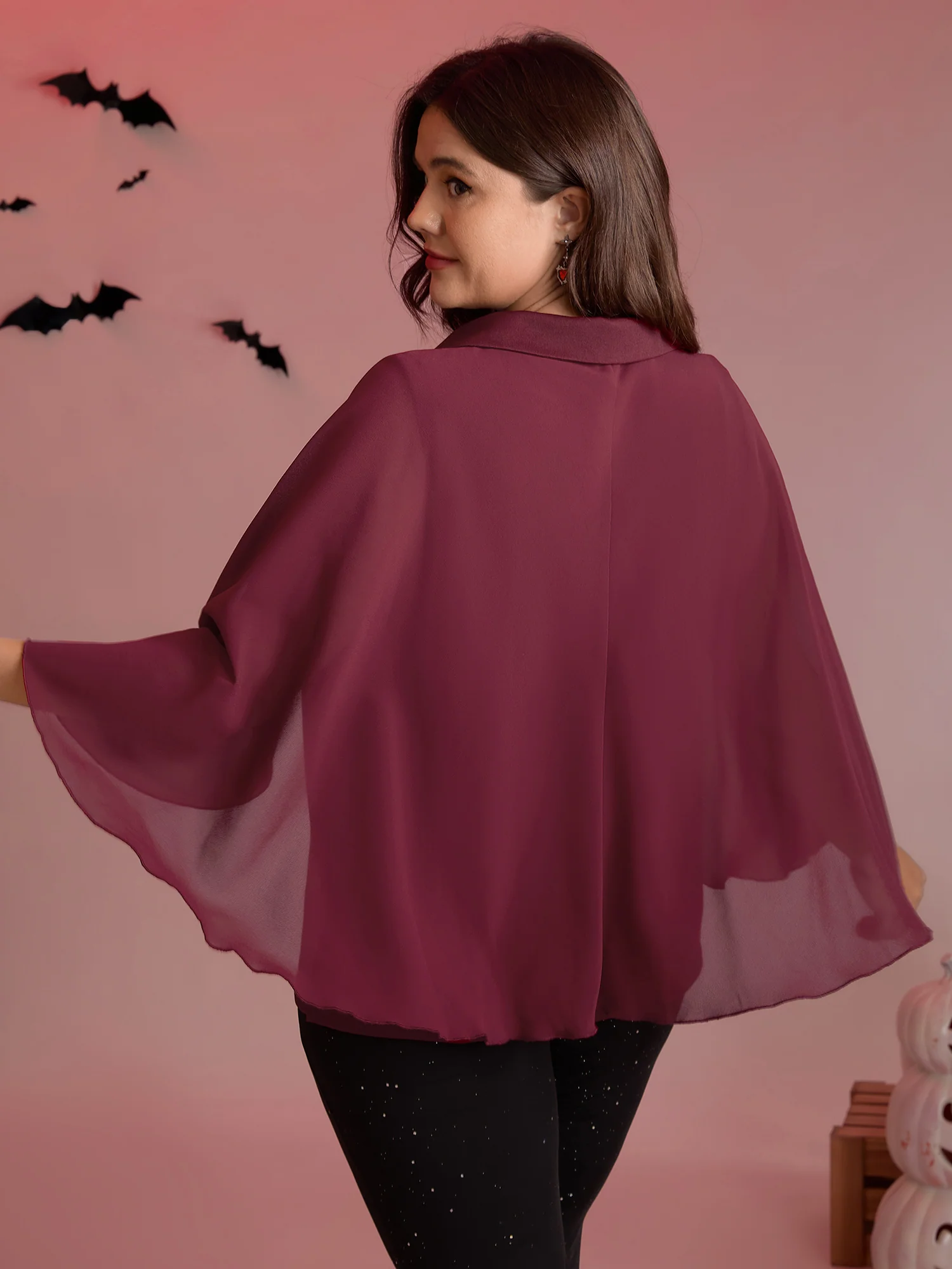2-in-1 Chiffon Shawl Layered Blouse - Image 4