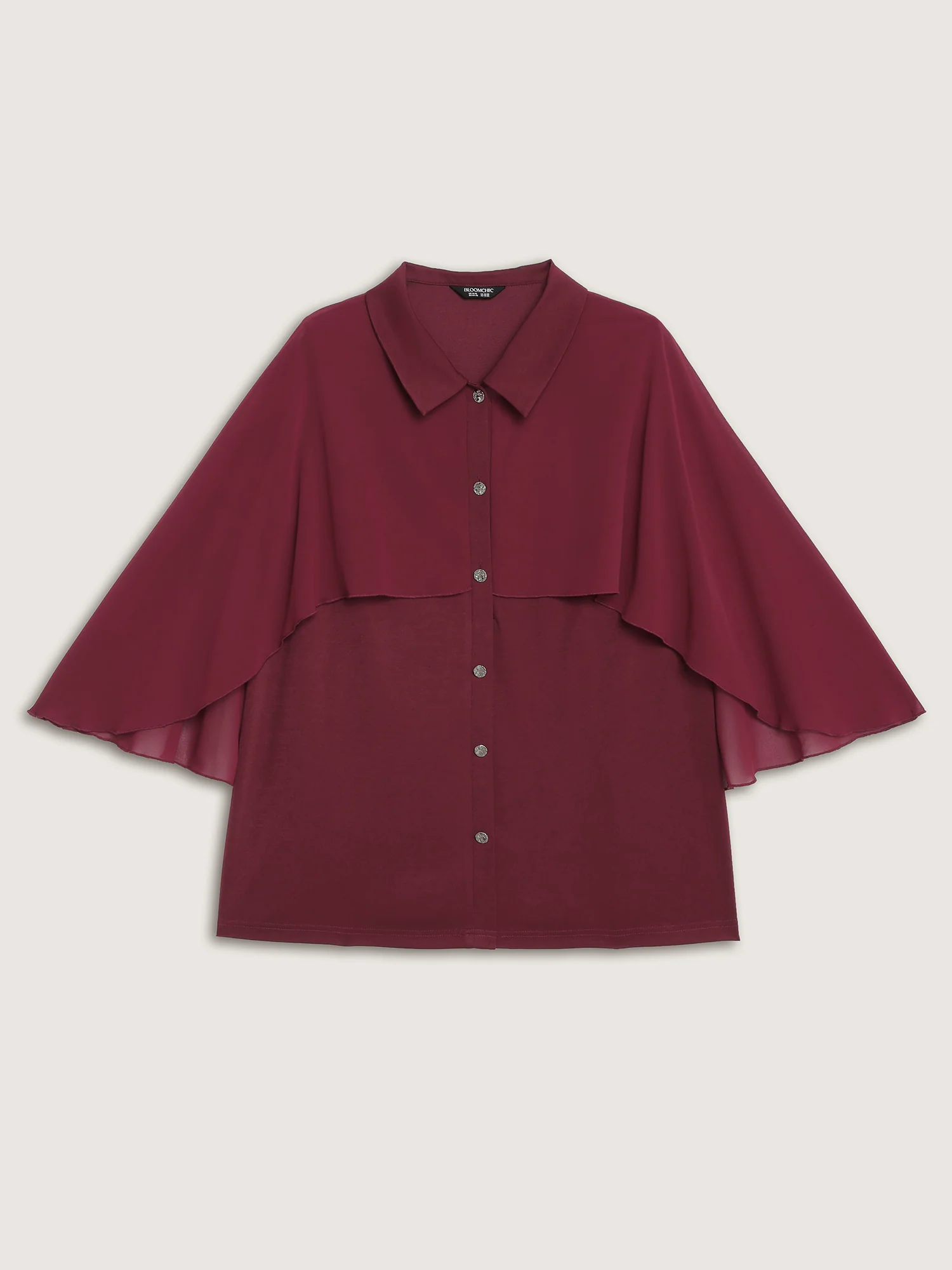 2-in-1 Chiffon Shawl Layered Blouse - Image 7