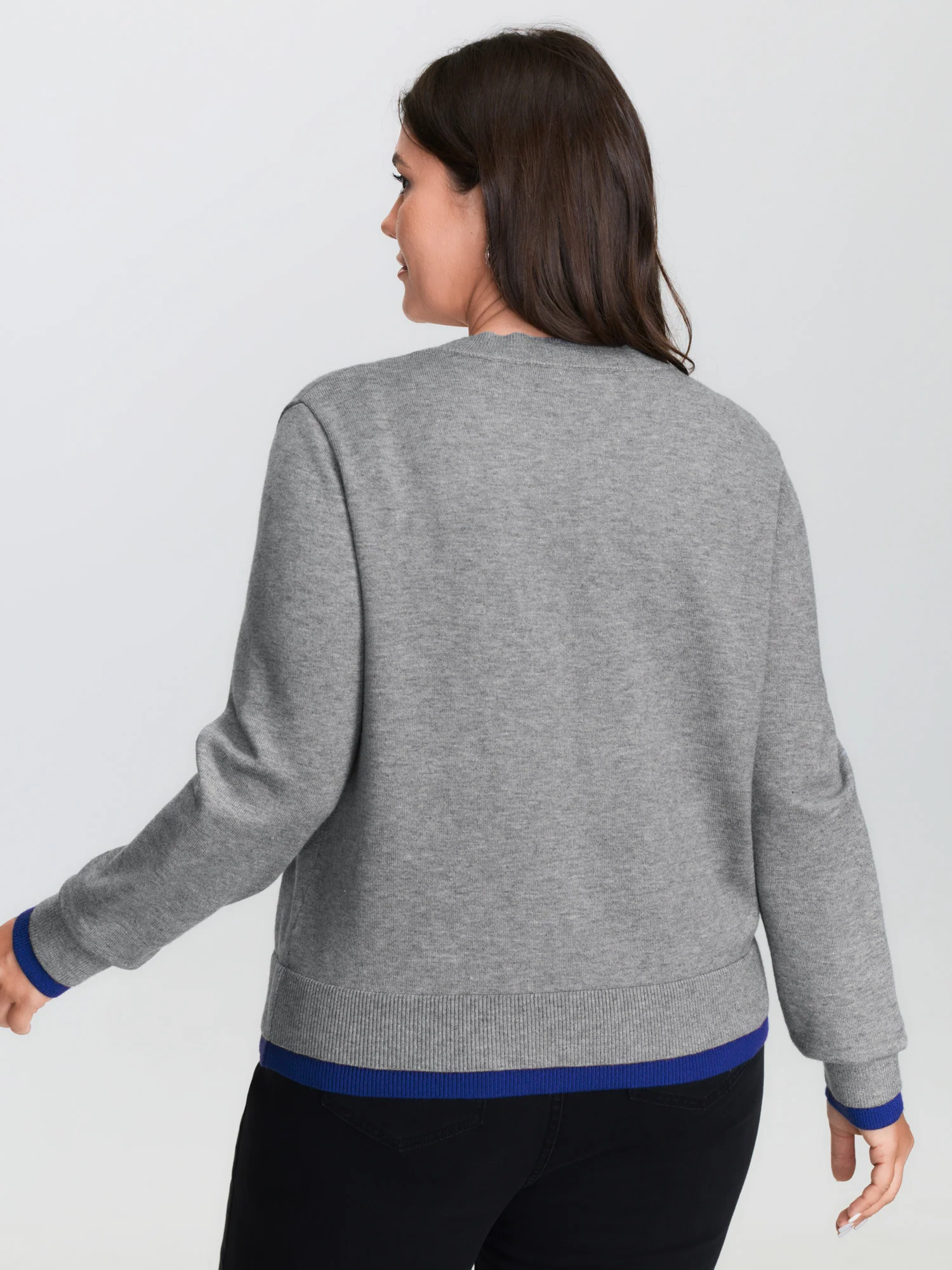 2-in-1 Color Contrast Ribbed Hem Knit Cardigan - Image 4