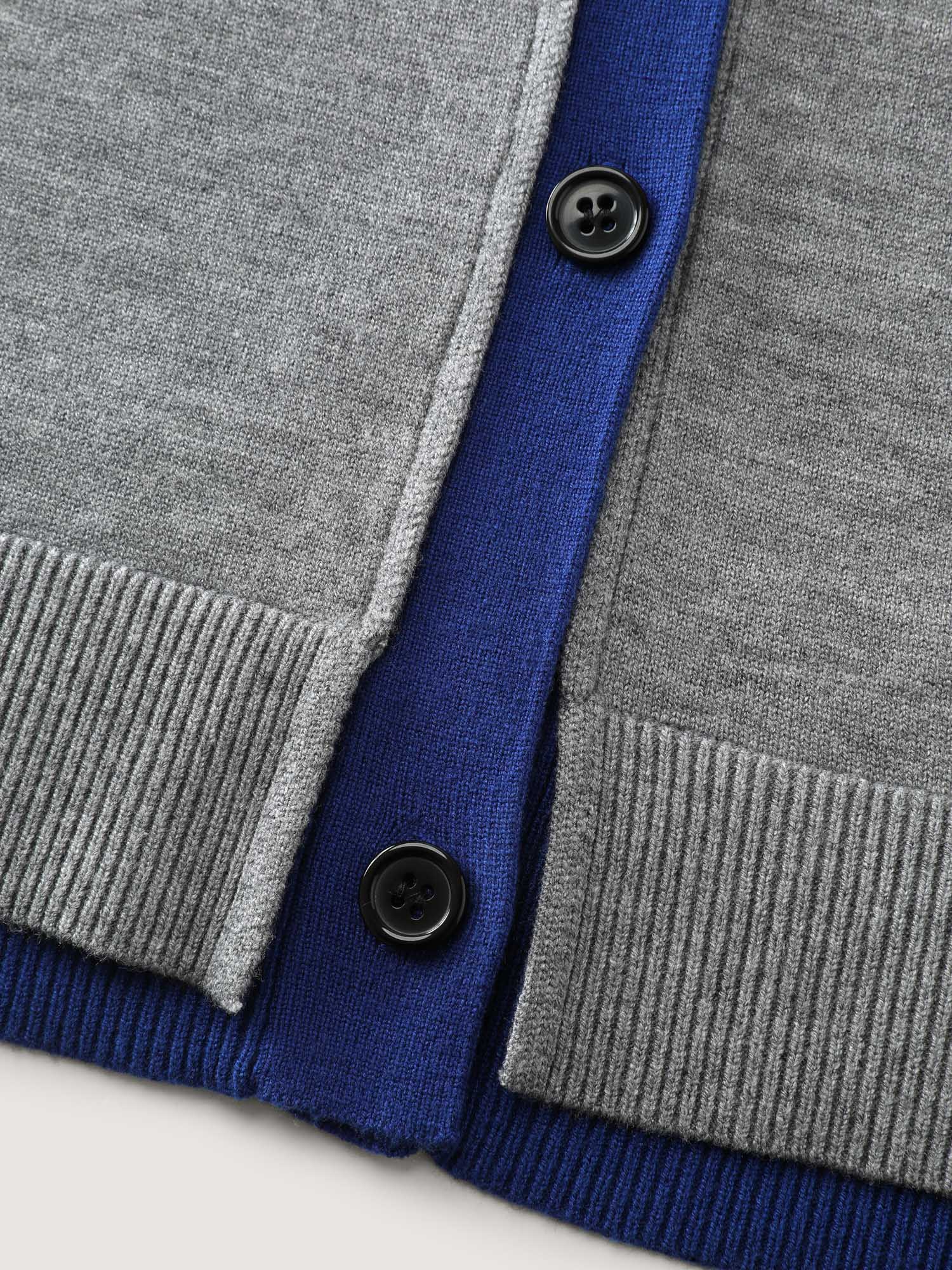 2-in-1 Color Contrast Ribbed Hem Knit Cardigan - Image 5