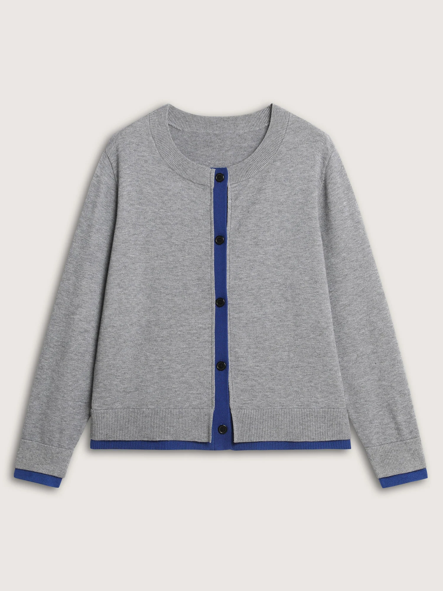 2-in-1 Color Contrast Ribbed Hem Knit Cardigan - Image 8