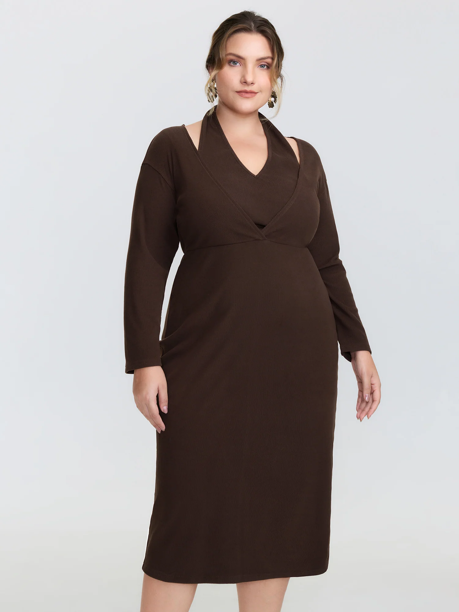 2-in-1 Cozy Figure-Hugging Midi Dress - Image 2