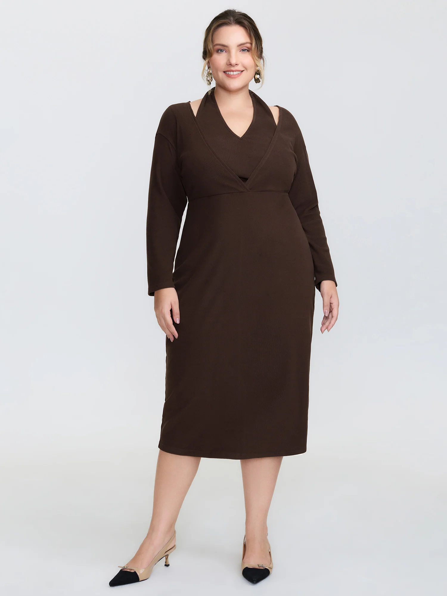 2-in-1 Cozy Figure-Hugging Midi Dress - Image 3