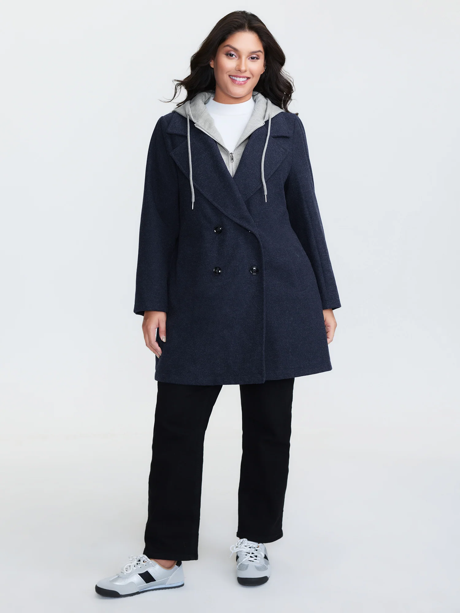 2 In 1 Double Breasted Hooded Coat - Image 3