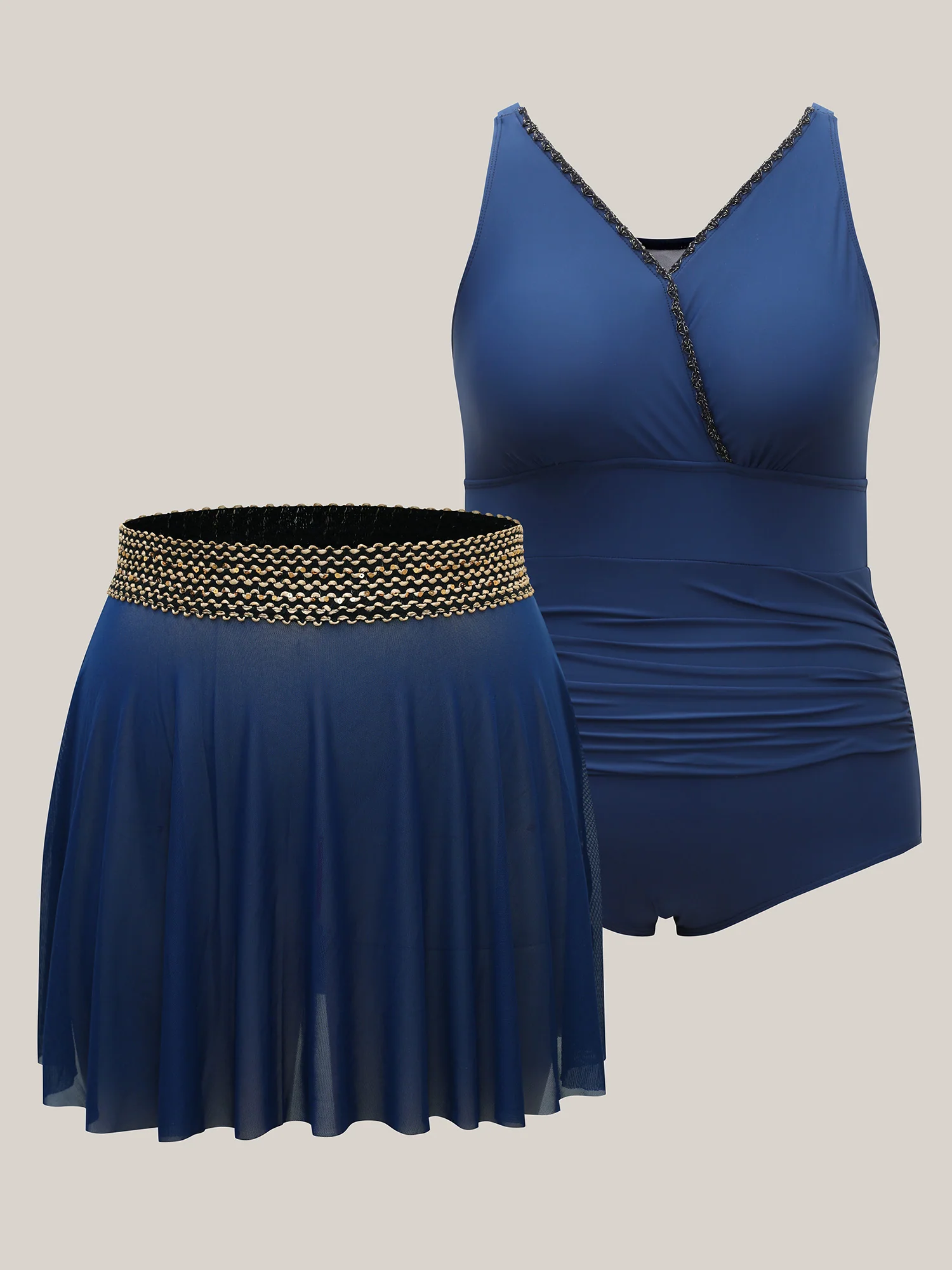2-in-1 Embroidered Surplice Swim Dress - Image 7