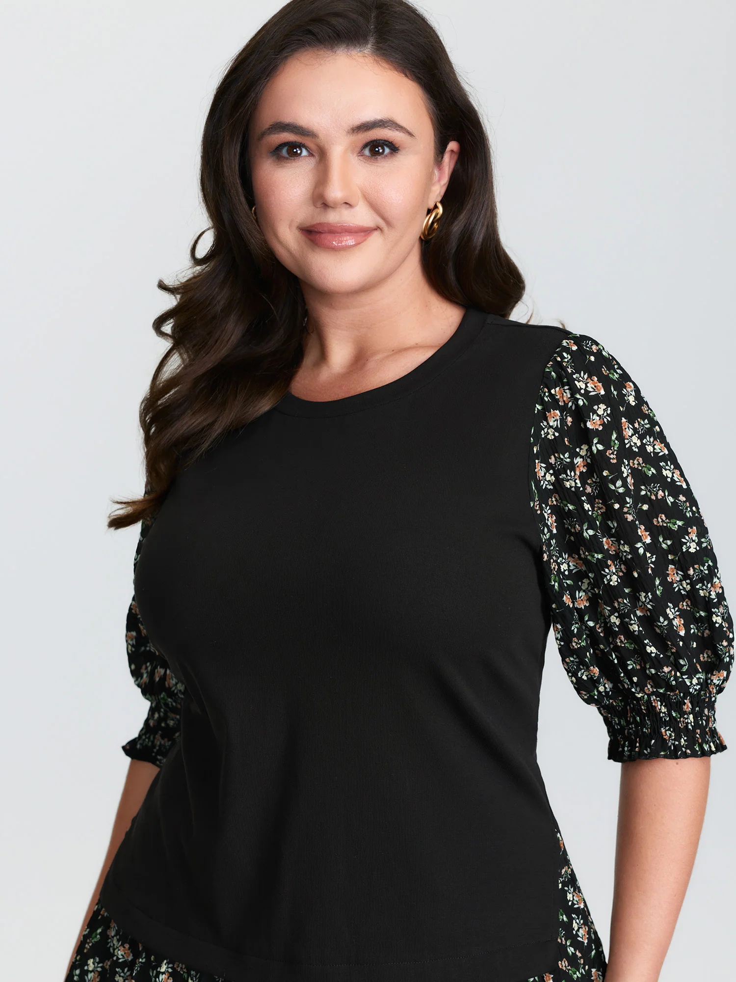 2-in-1 Floral Print Knit Top - Image 2