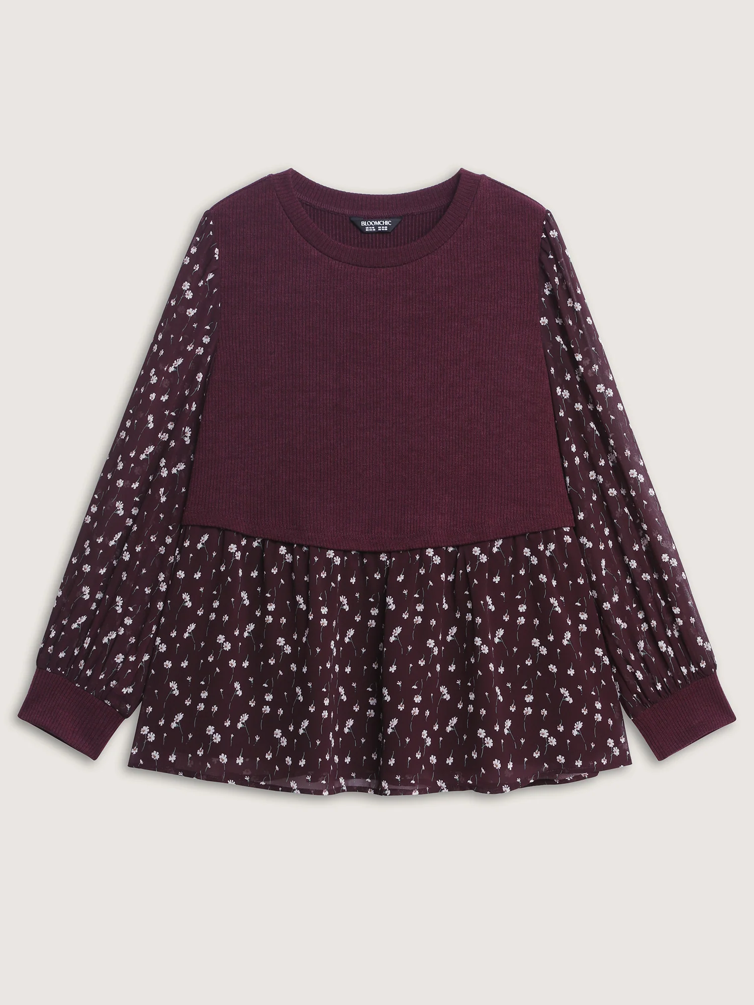 2-in-1 Floral Ribbed Knit Top - Image 8