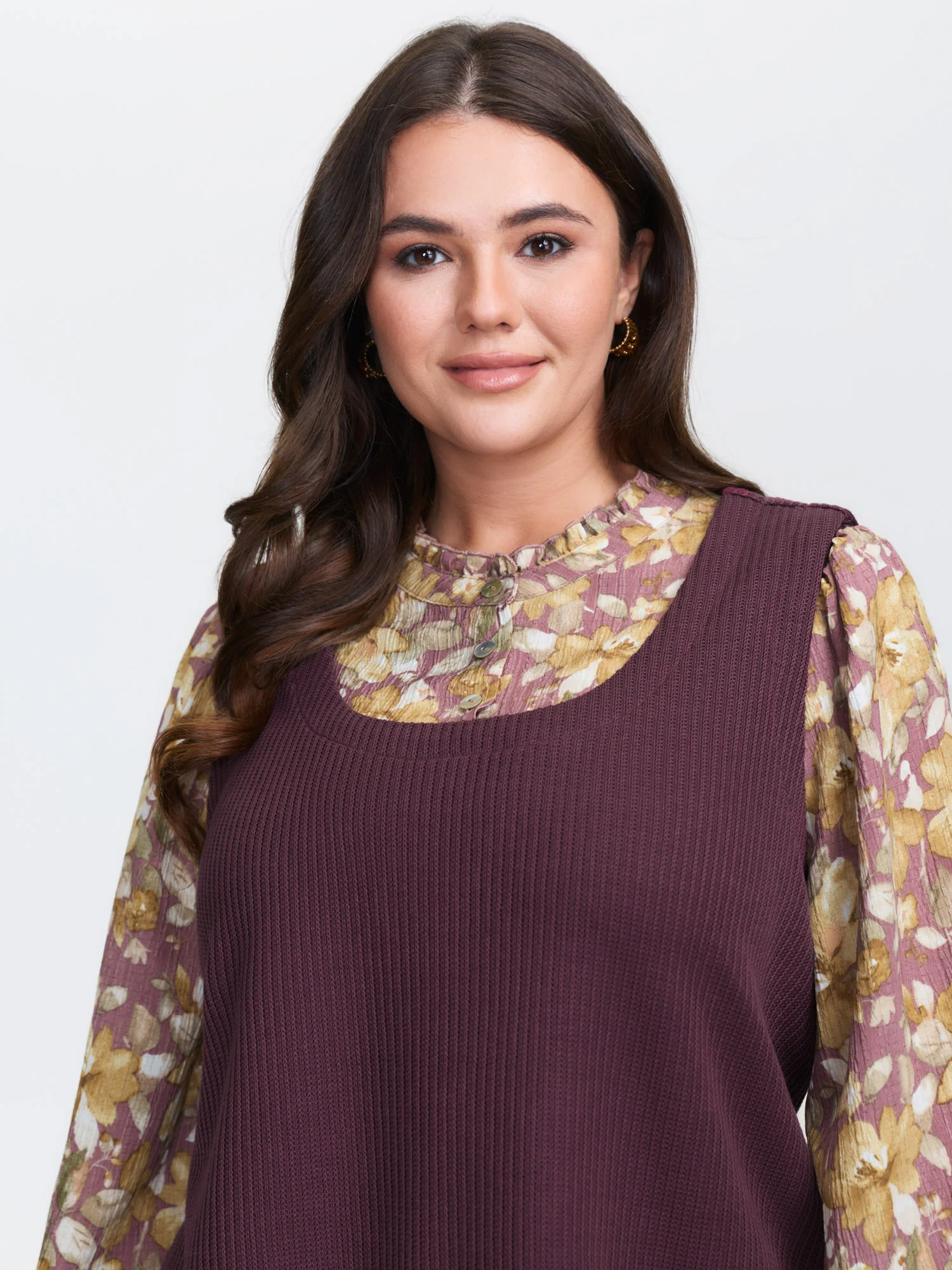 2-in-1 Floral Textured Knit Top - Image 2