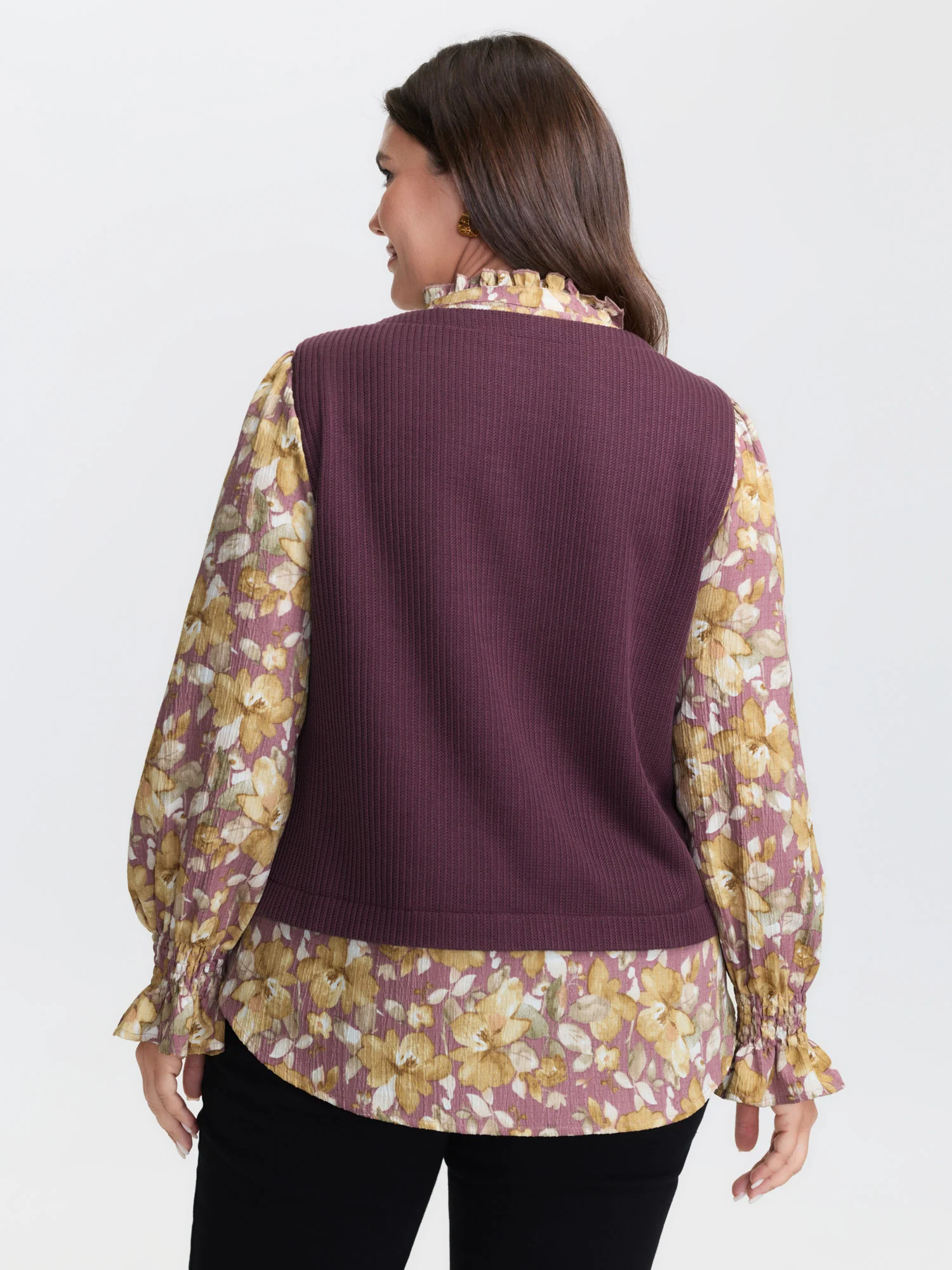2-in-1 Floral Textured Knit Top - Image 4