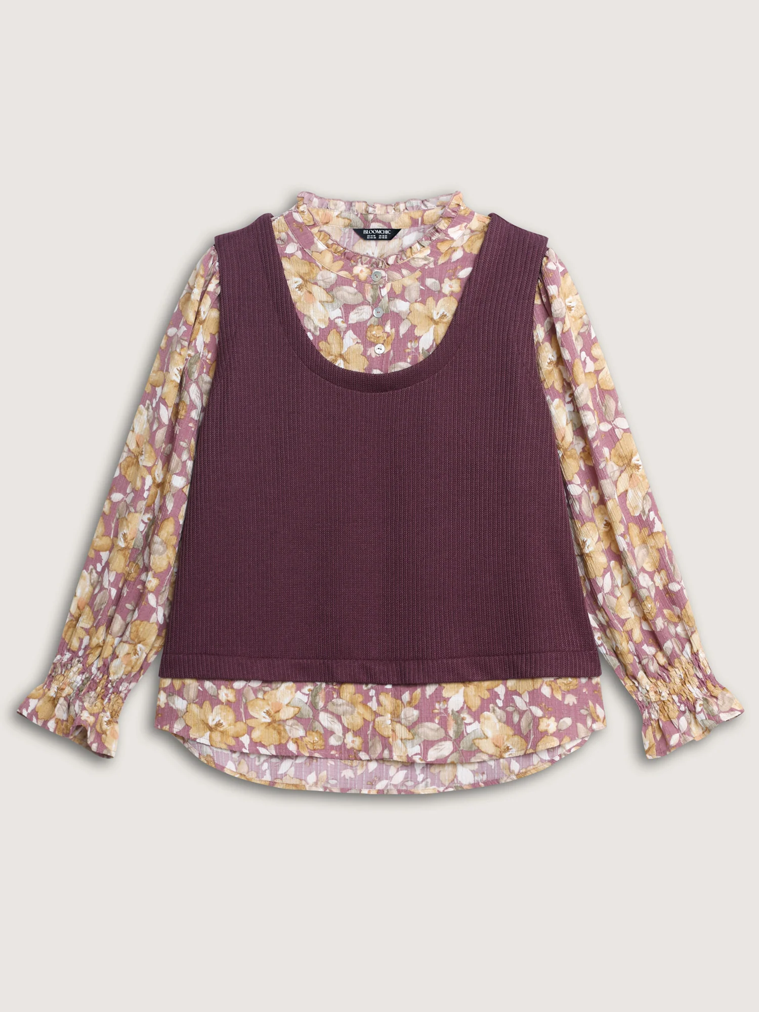 2-in-1 Floral Textured Knit Top - Image 7