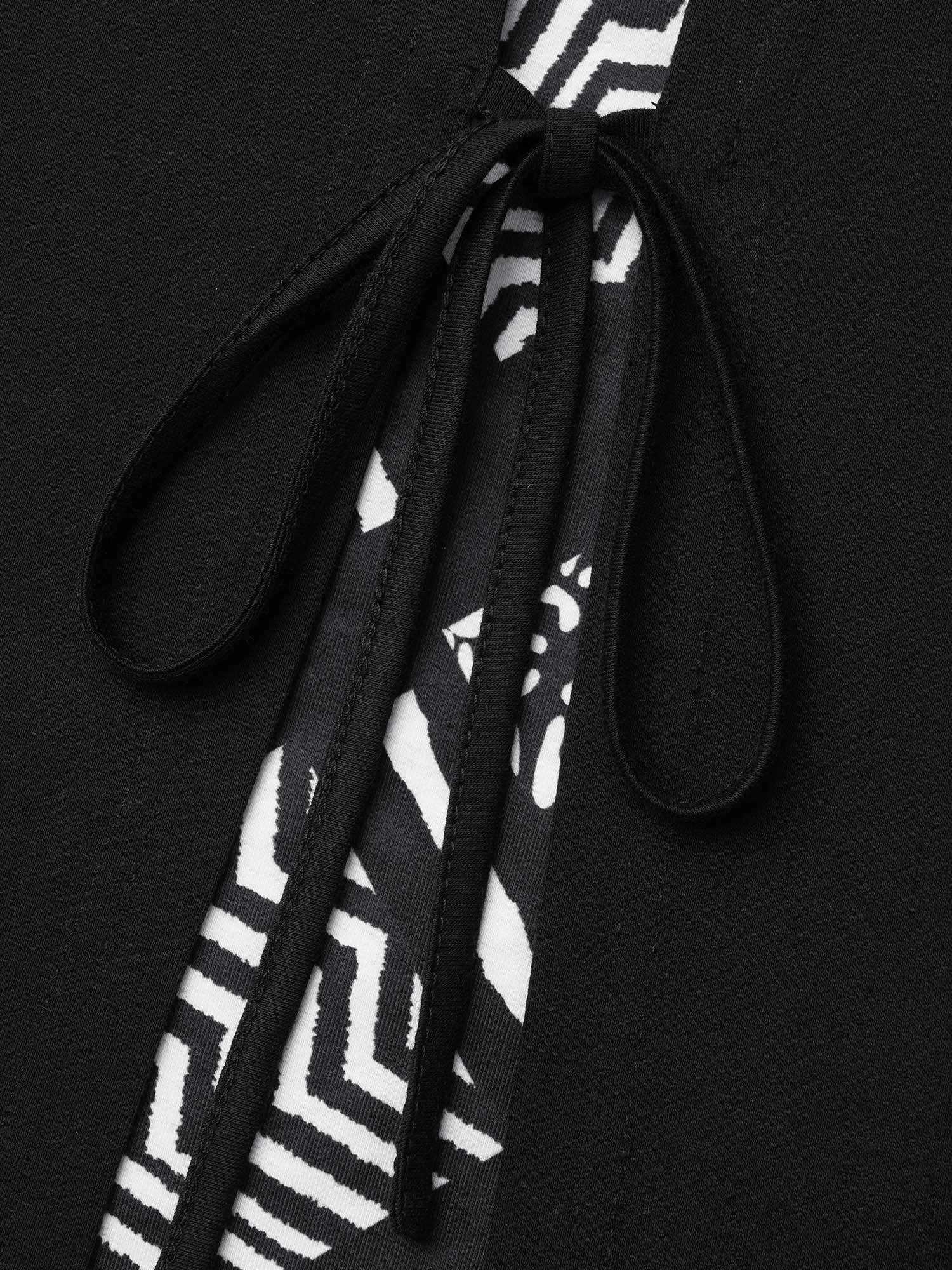2-in-1 Geometric Print Patchwork Stretchy Top - Image 5