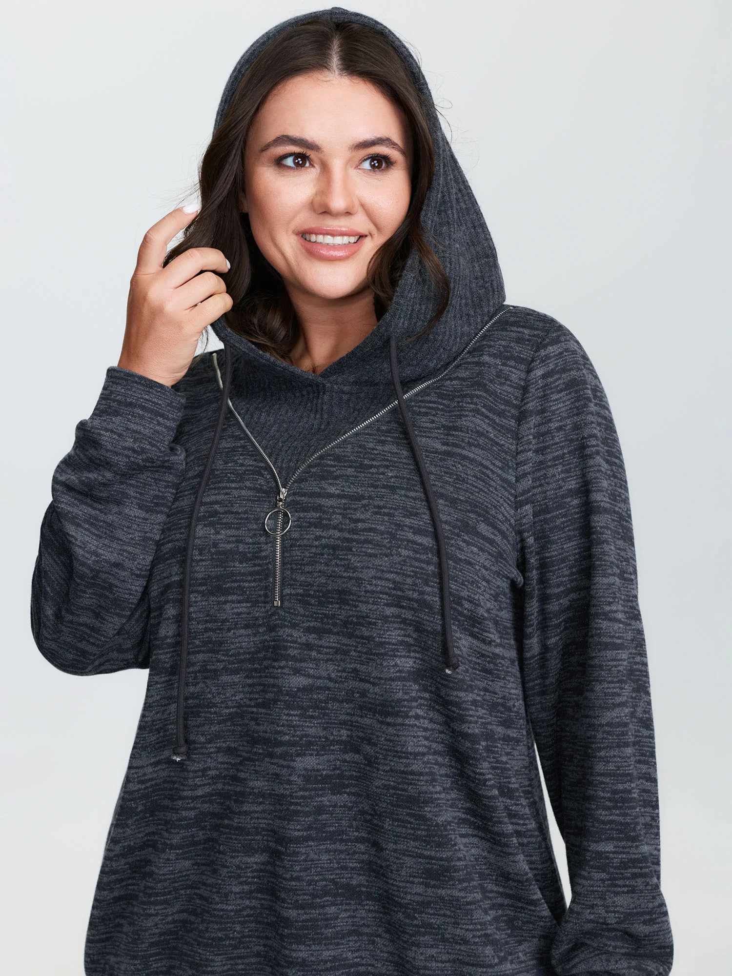 2-in-1 Heather Half-Zipper Hoodie - Image 2