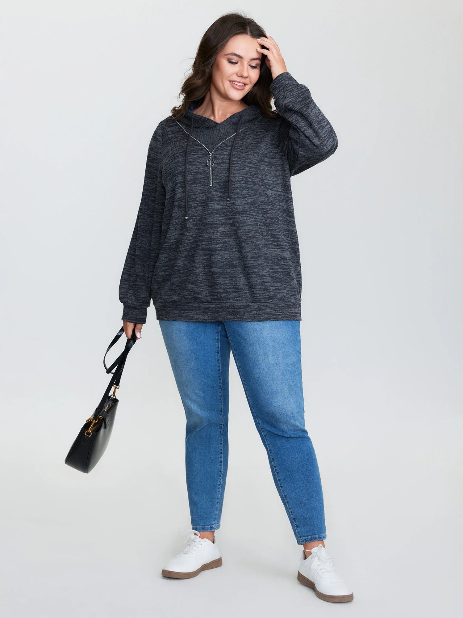 2-in-1 Heather Half-Zipper Hoodie - Image 3