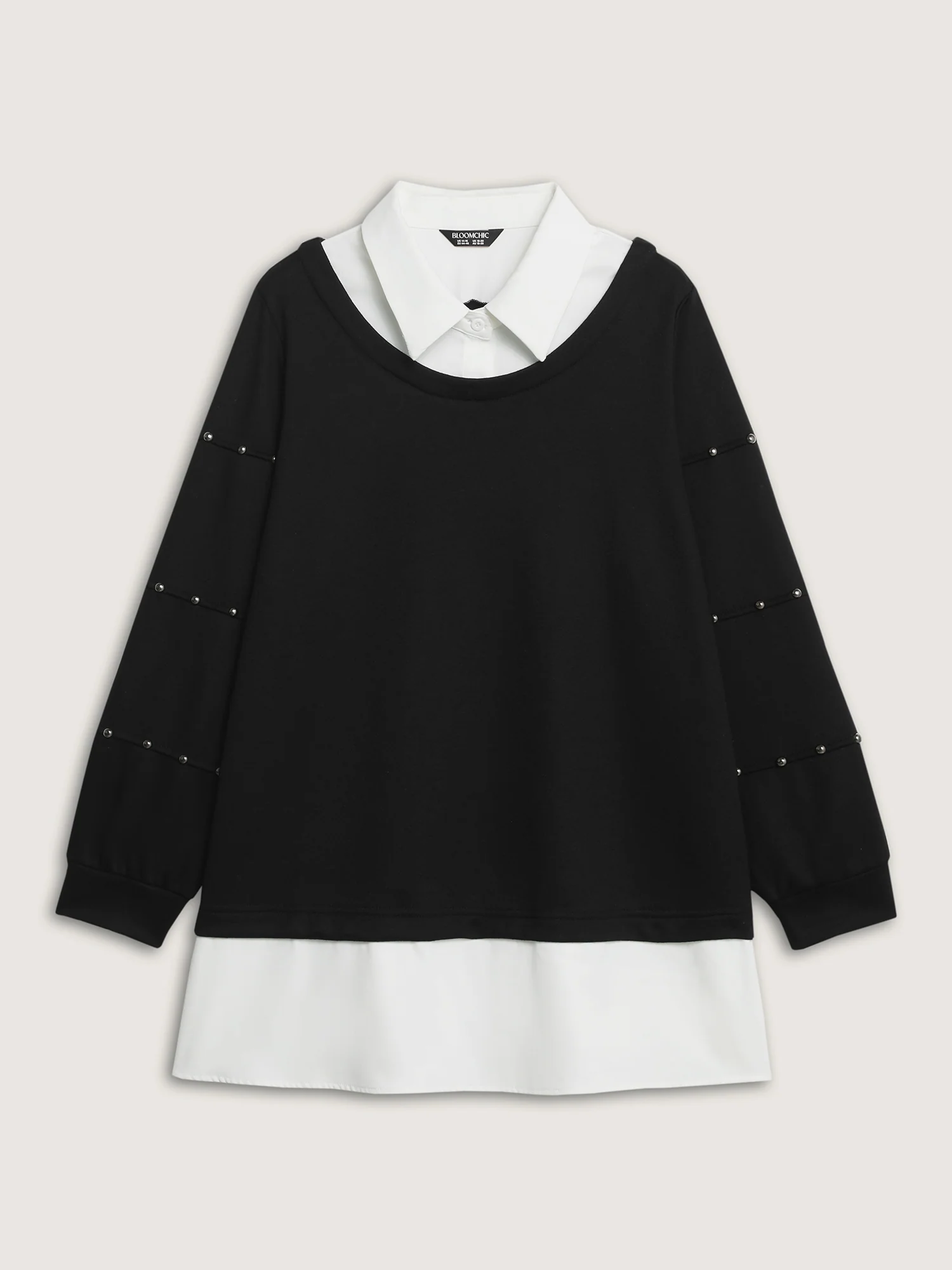 2-in-1 Layered Contrast Collar Sweatshirt - Image 7