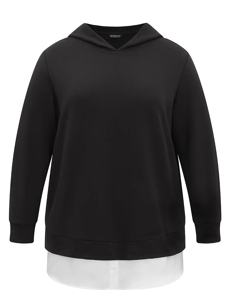 2-In-1 Patchwork Contrast Hooded Sweatshirt - Image 6