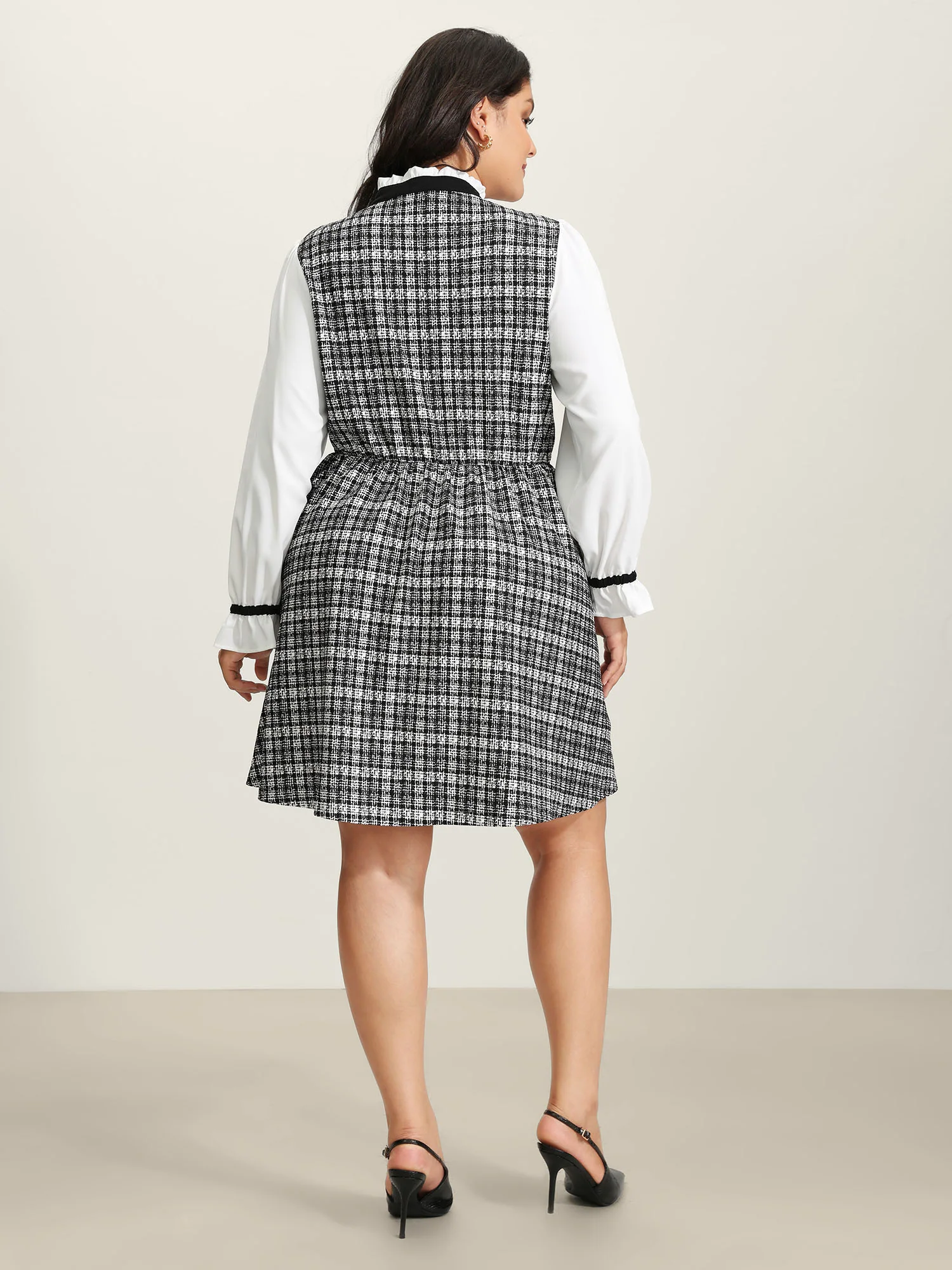 2-In-1 Plaid Pattern Spliced Midi Dress - Image 4