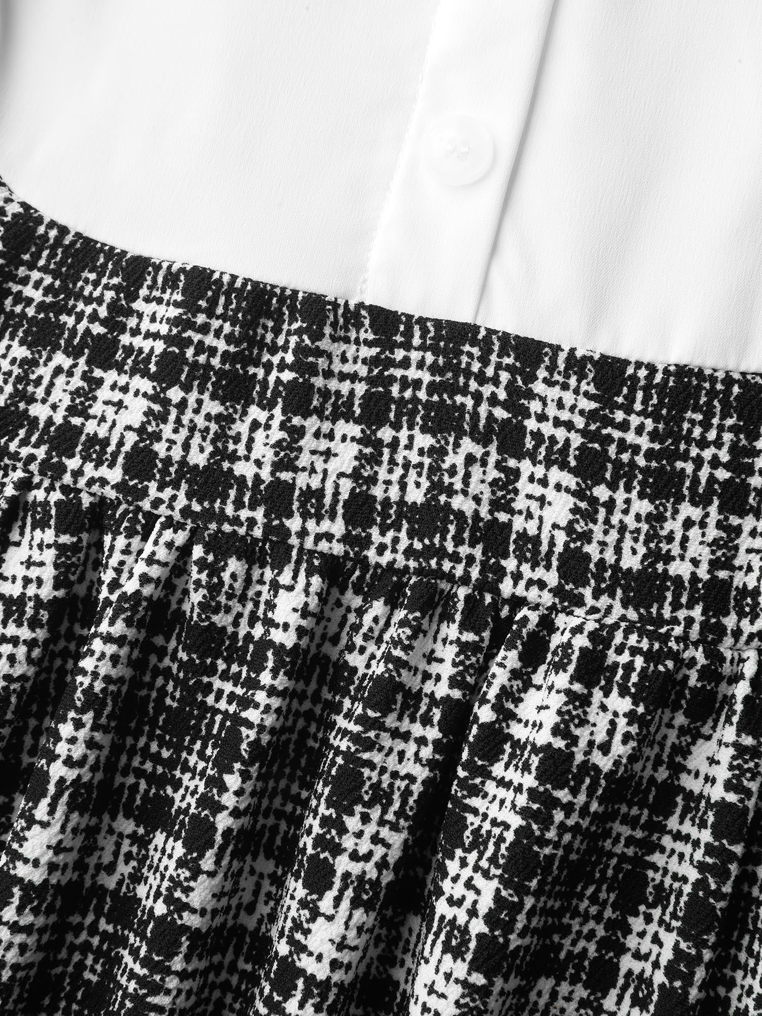 2-In-1 Plaid Pattern Spliced Midi Dress - Image 6