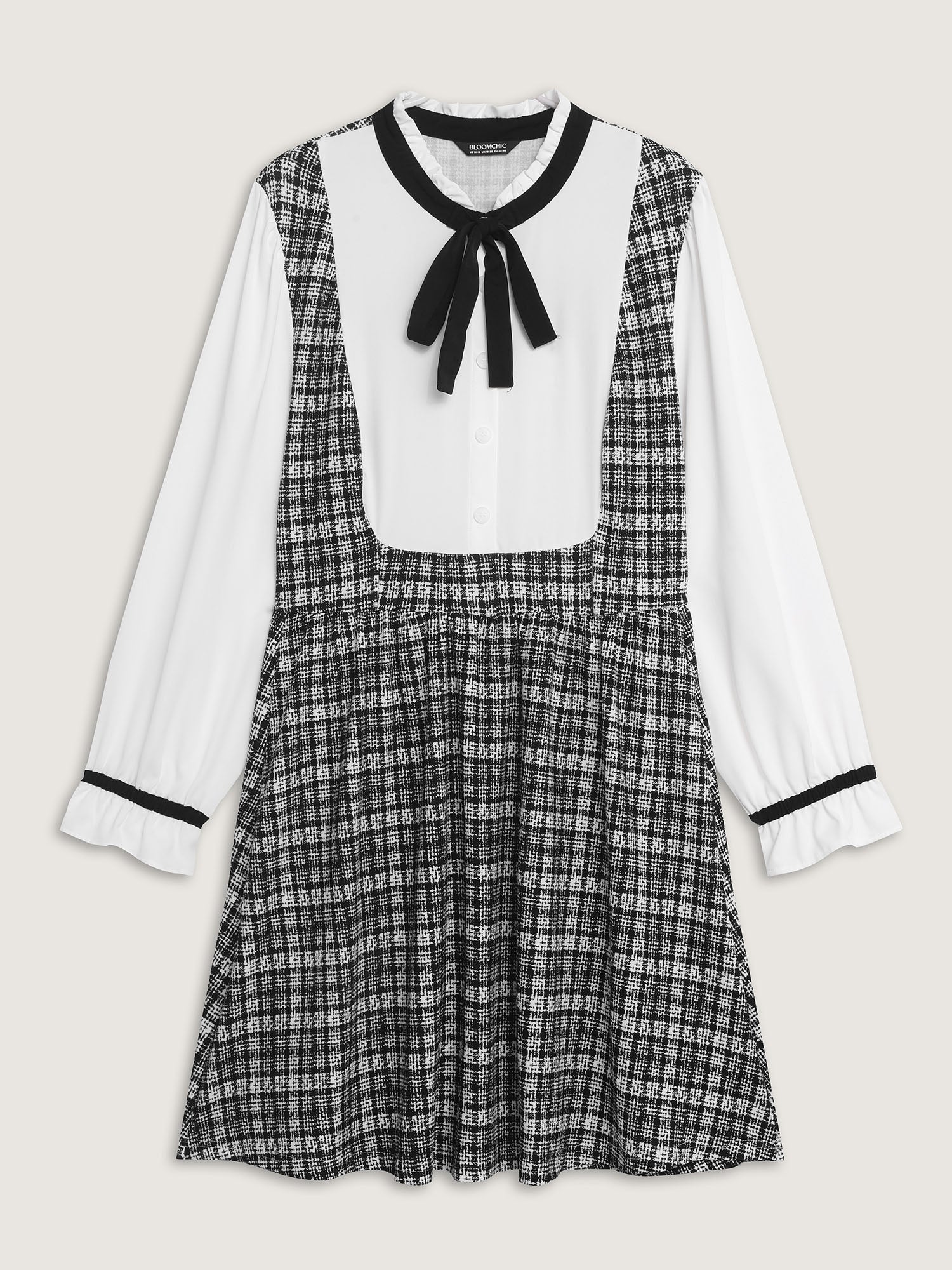 2-In-1 Plaid Pattern Spliced Midi Dress - Image 7