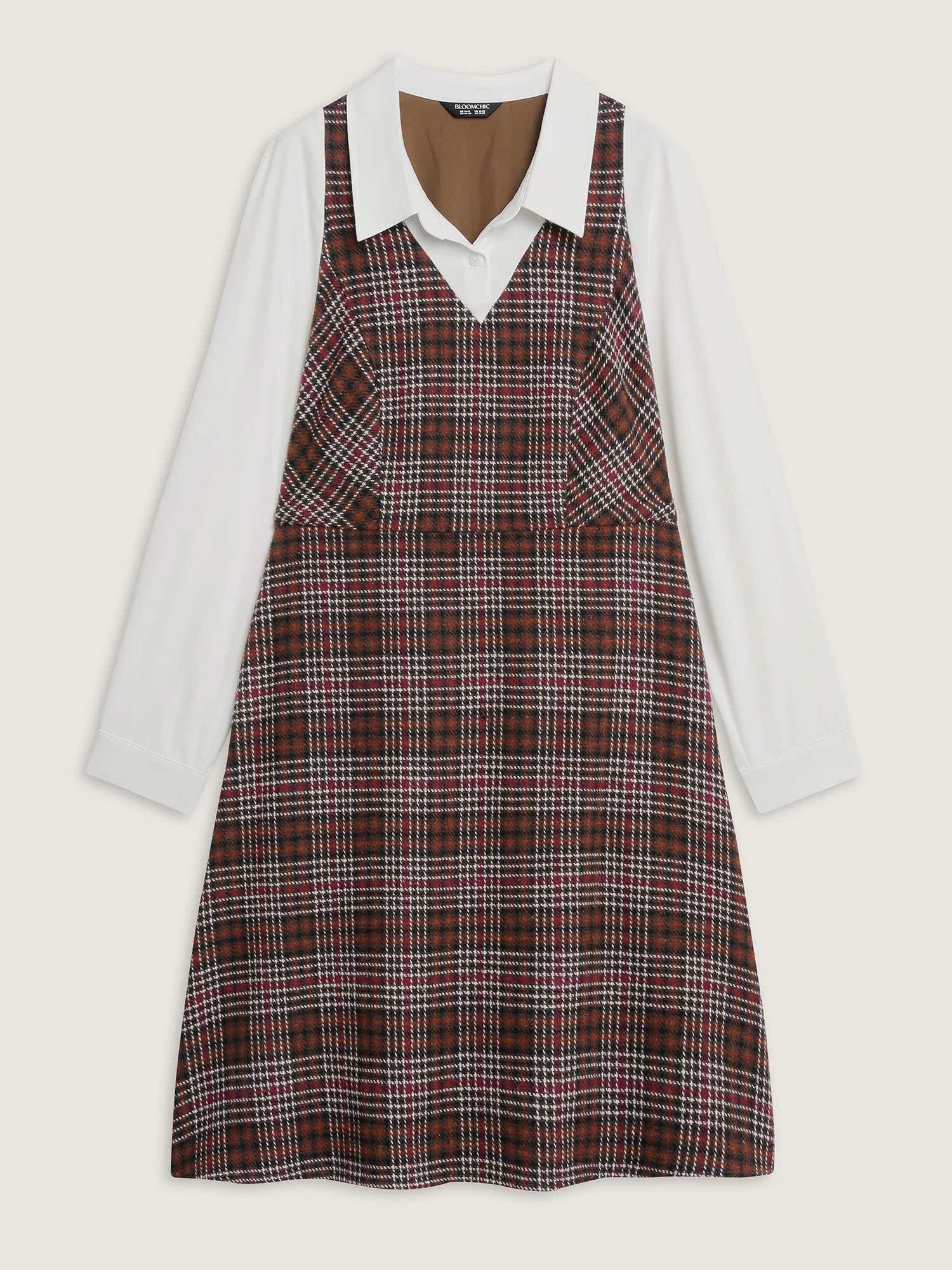 2 In 1 Plaid Pockets Midi Dress - Image 7