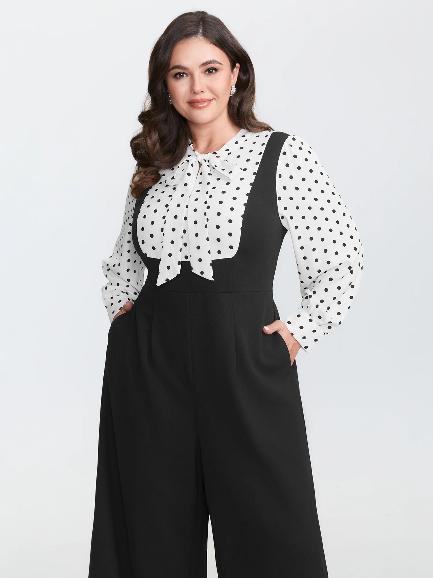2-In-1 Polka Dot Neck-Tie Jumpsuit - Image 2