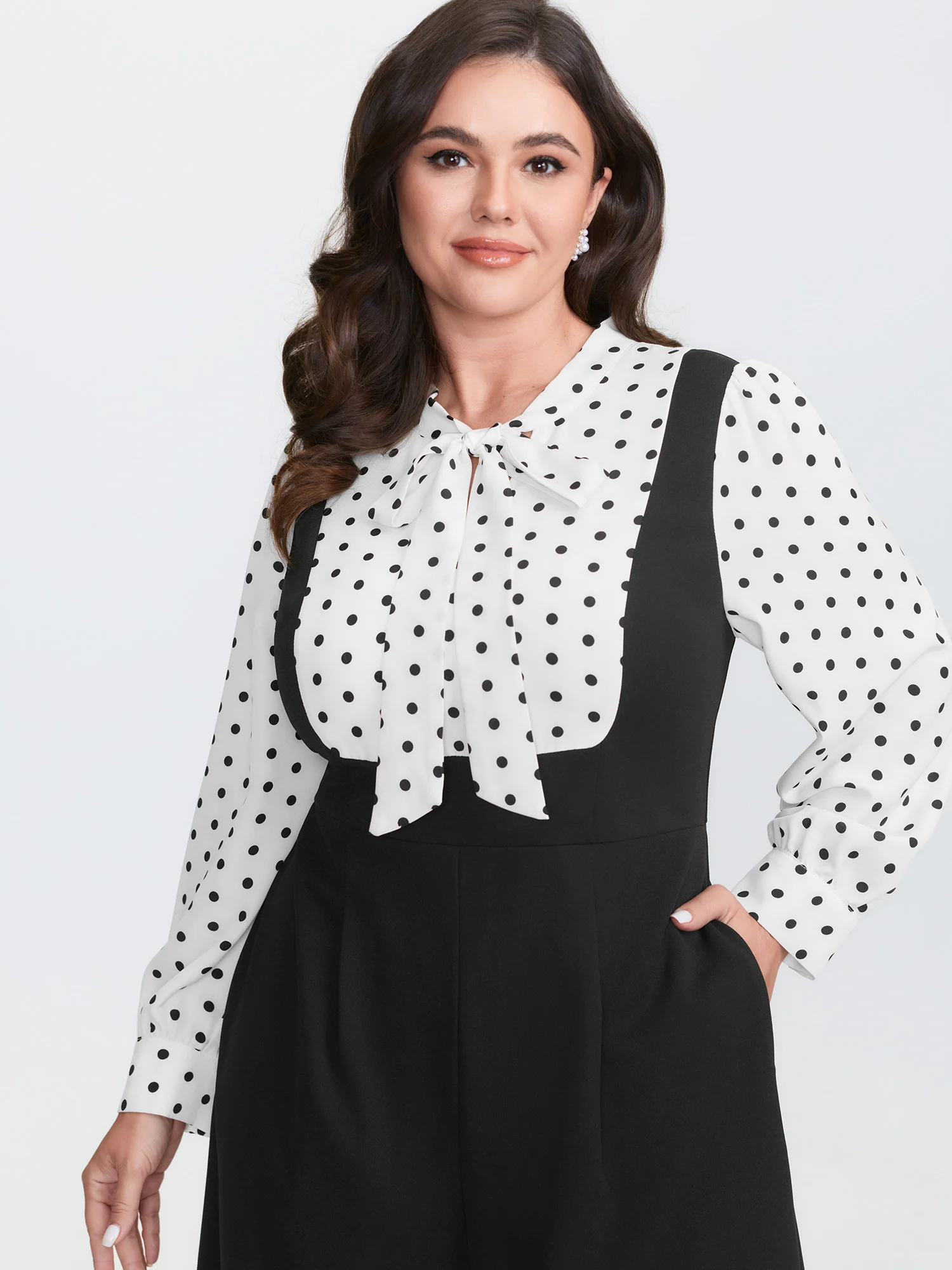 2-In-1 Polka Dot Neck-Tie Jumpsuit - Image 3