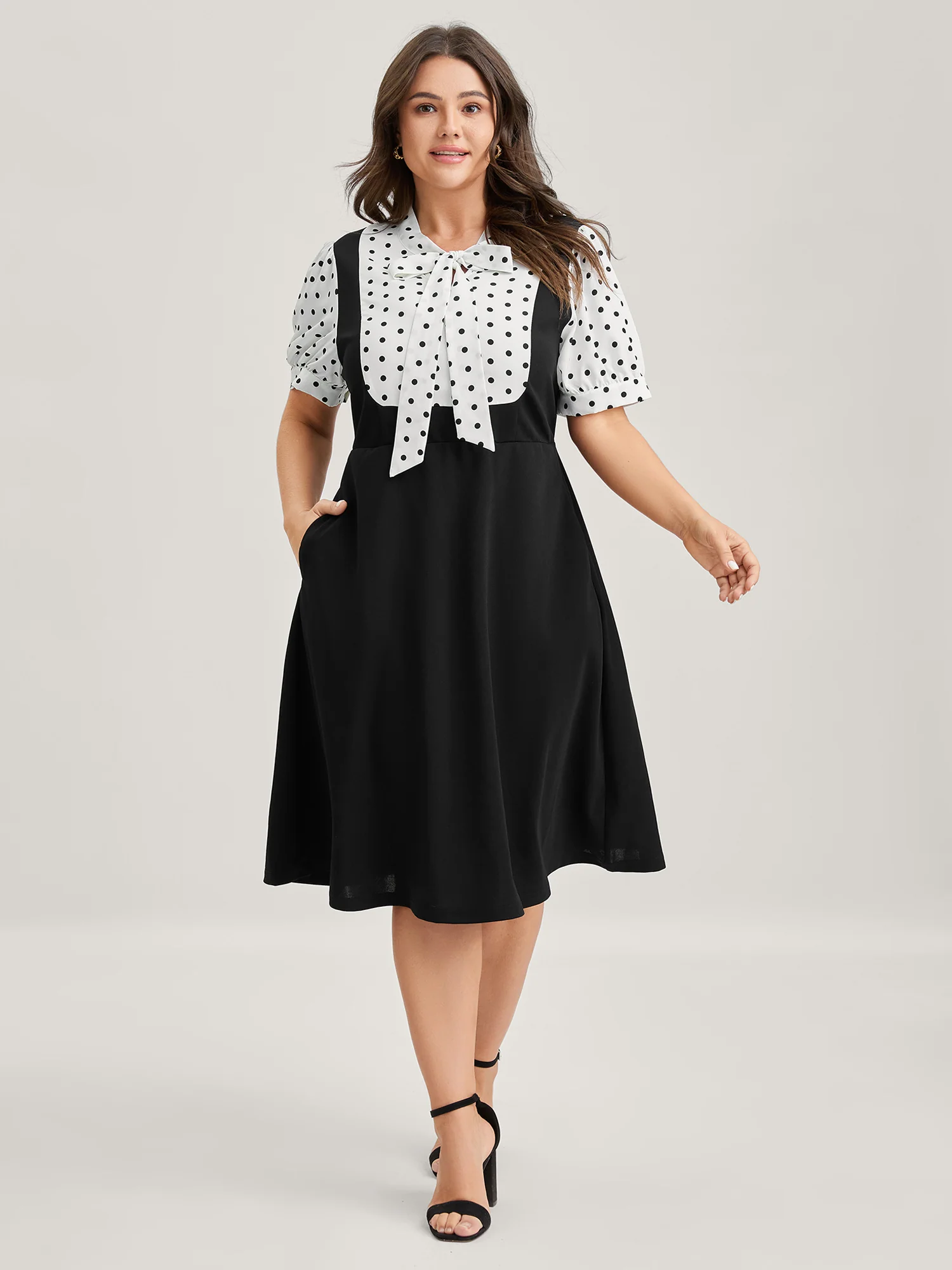2-In-1 Polka Dots Overall Midi Dress - Image 3