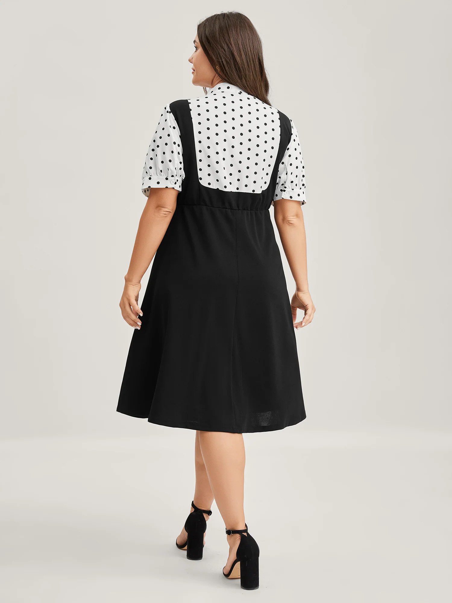 2-In-1 Polka Dots Overall Midi Dress - Image 4