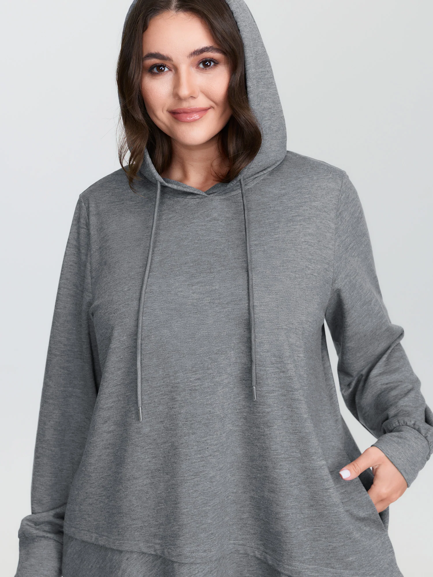 2-In-1 Ruffled Hem Tunic Hoodie - Image 2