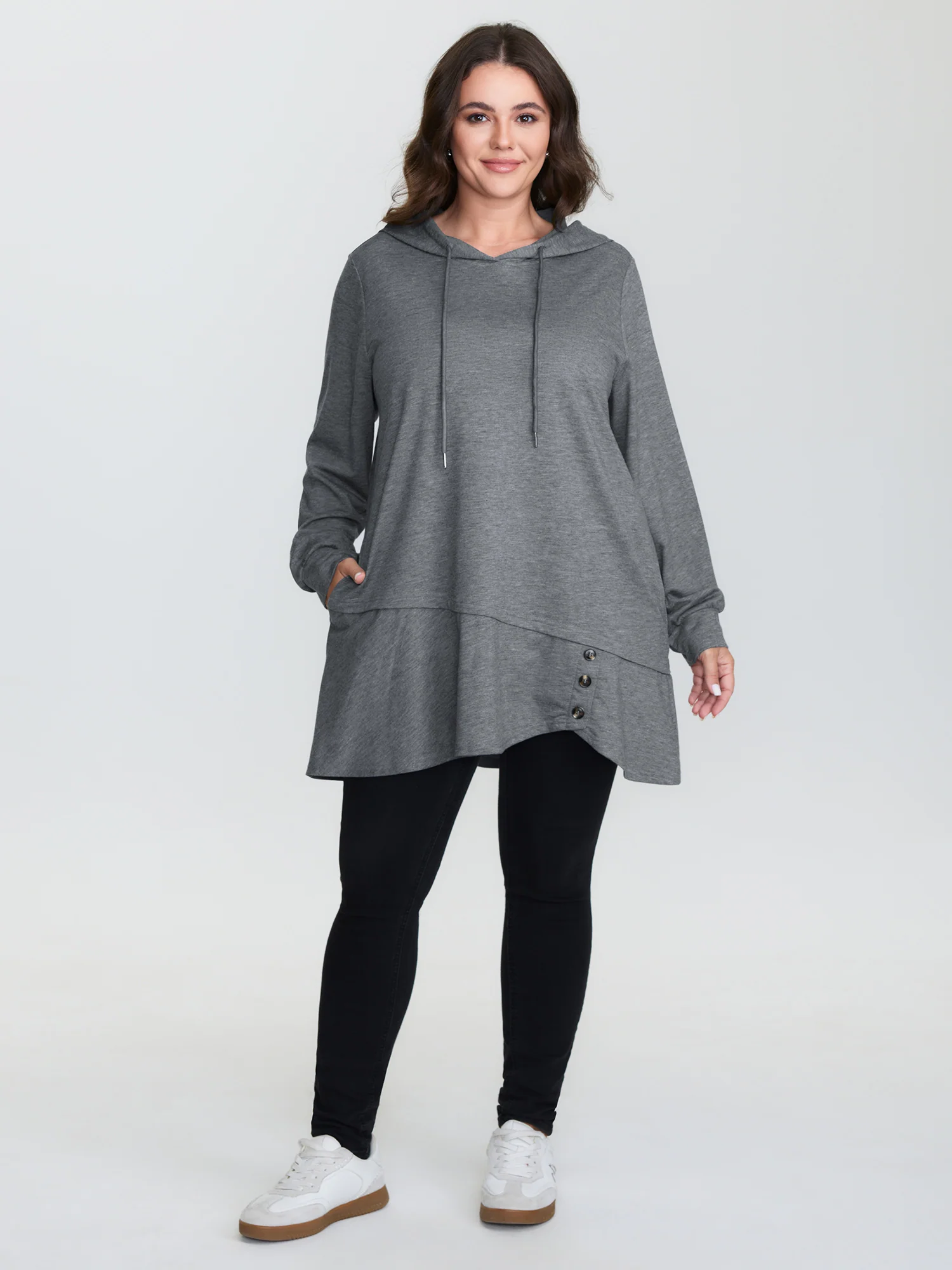 2-In-1 Ruffled Hem Tunic Hoodie - Image 3