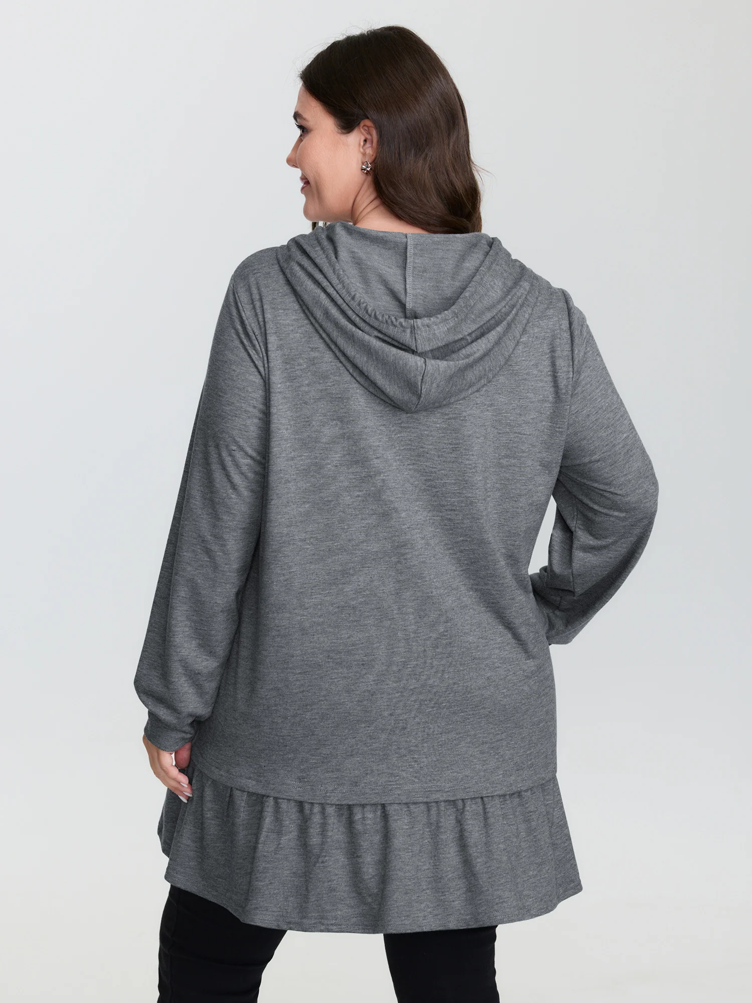 2-In-1 Ruffled Hem Tunic Hoodie - Image 4