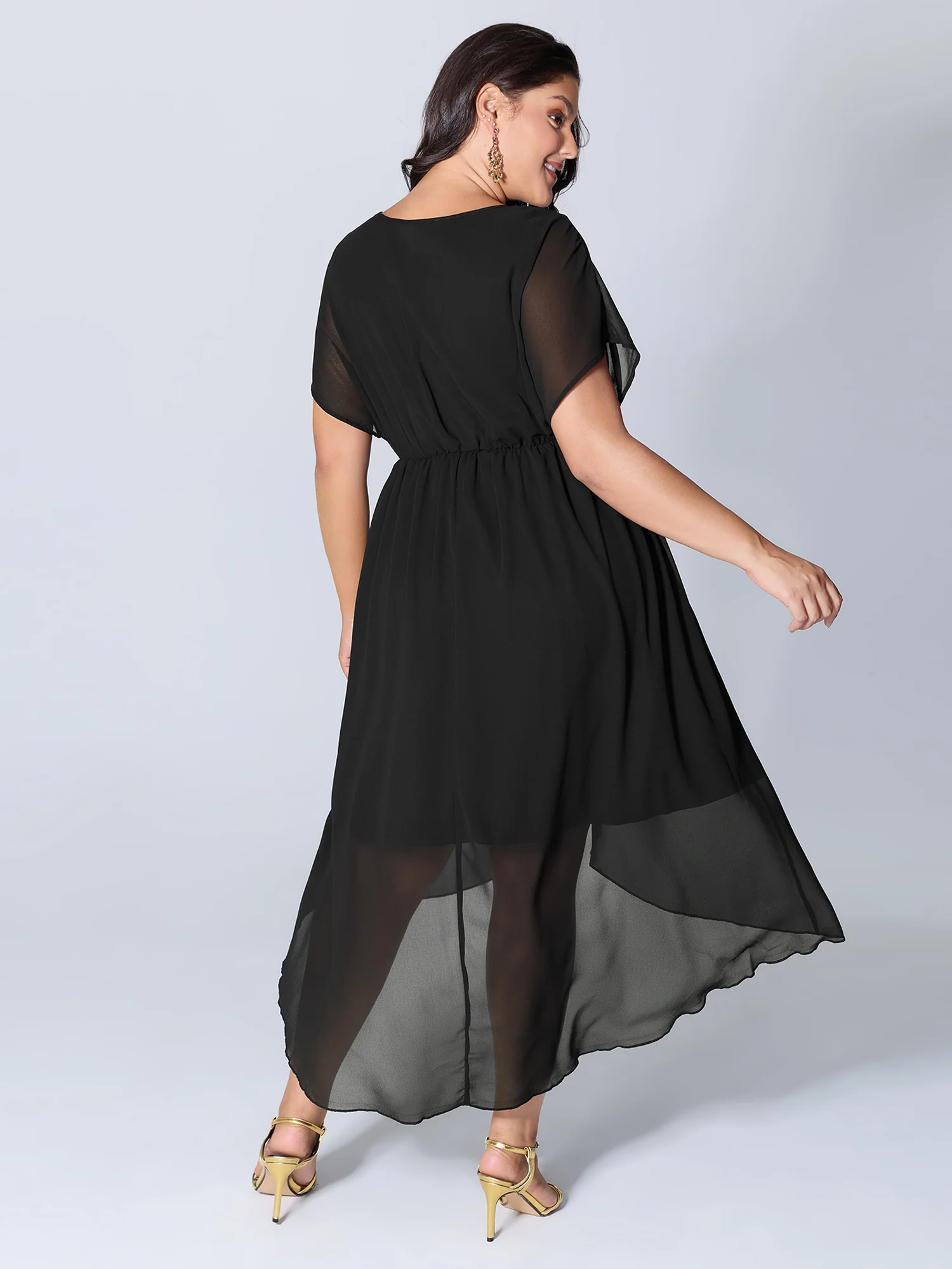 2-in-1 Sheer Sparkly Wrap Maxi Dress - Image 5