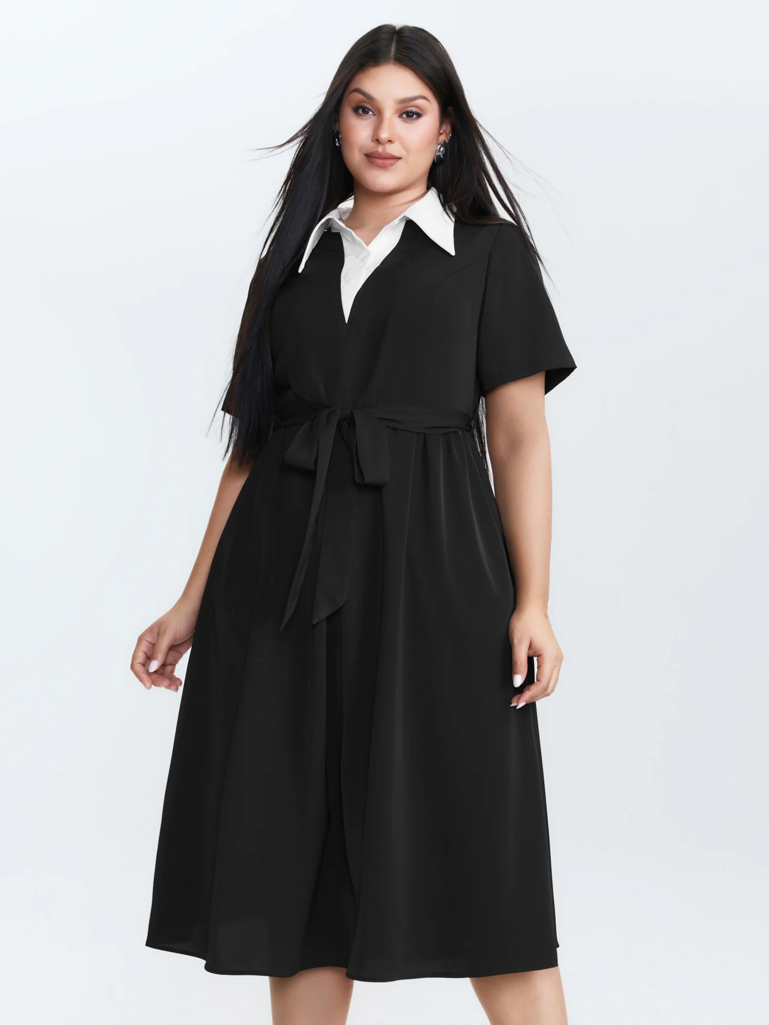 2-in-1 Stretchy Belted Midi Dress - Image 3