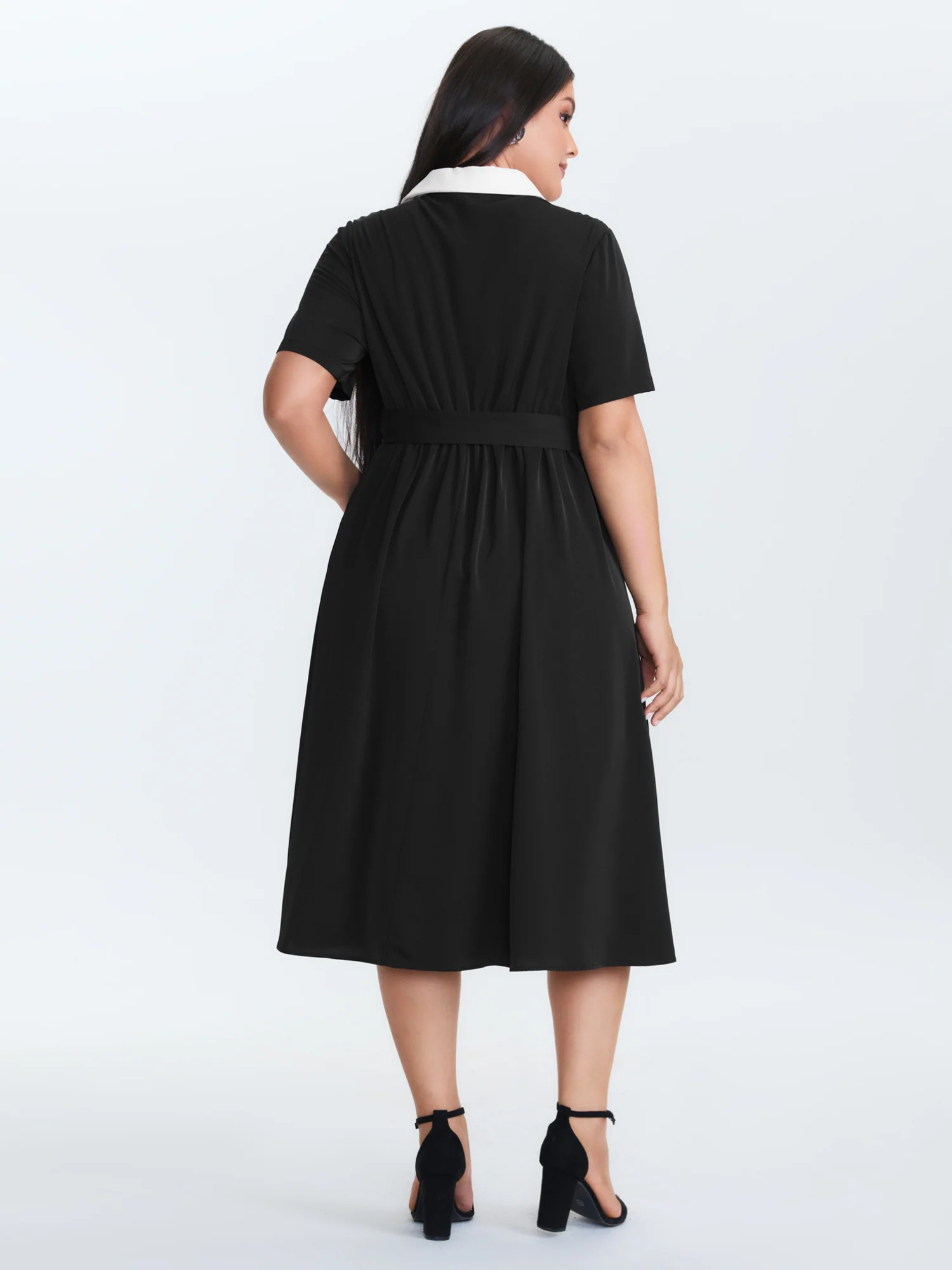 2-in-1 Stretchy Belted Midi Dress - Image 4