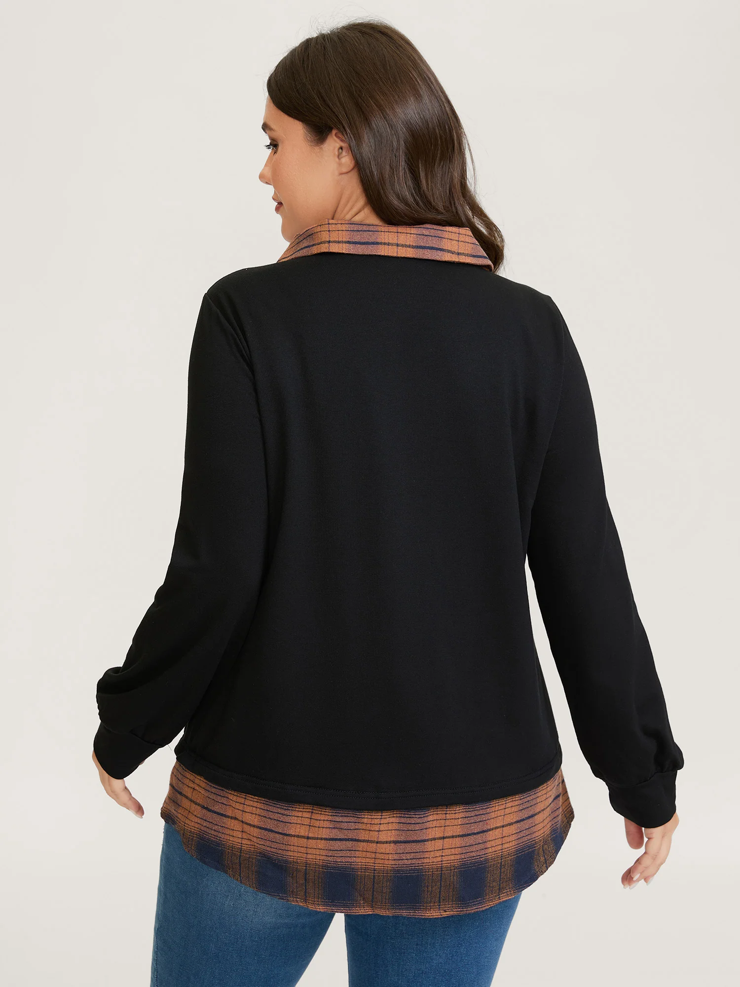 2-in-1 Stretchy Checkered Print Sweatshirt - Image 4