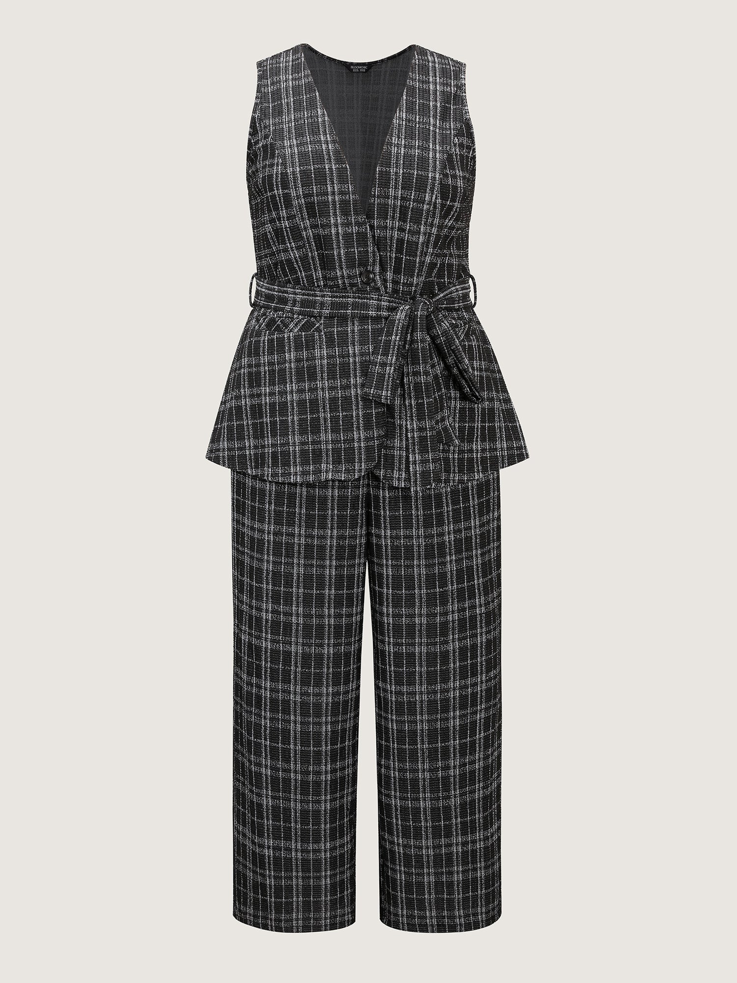 2-in-1 Stretchy Tweed Jumpsuit - Image 8
