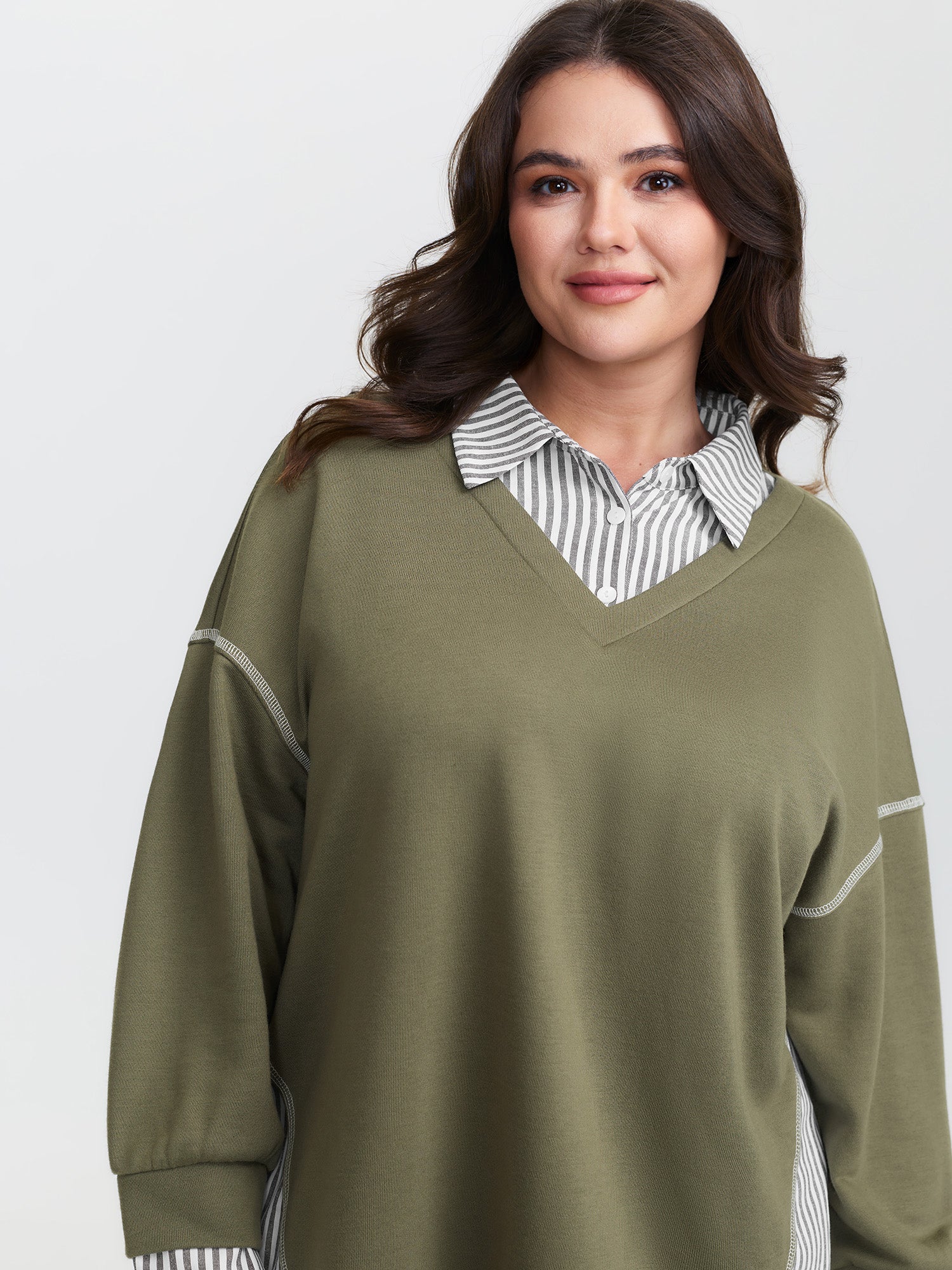 2-In-1 Stripe Drop Shoulder Sweatshirt - Image 2