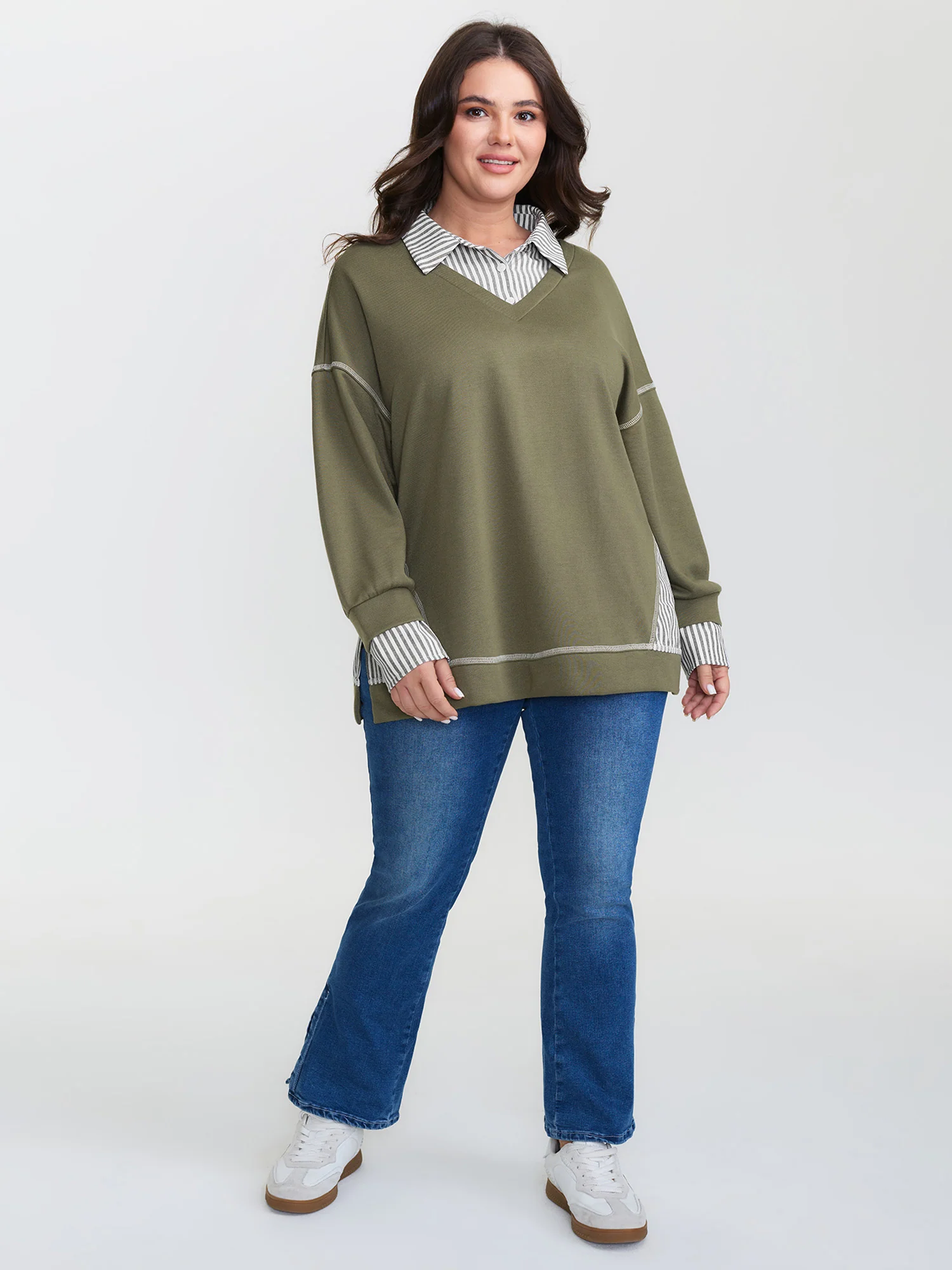 2-In-1 Stripe Drop Shoulder Sweatshirt - Image 3