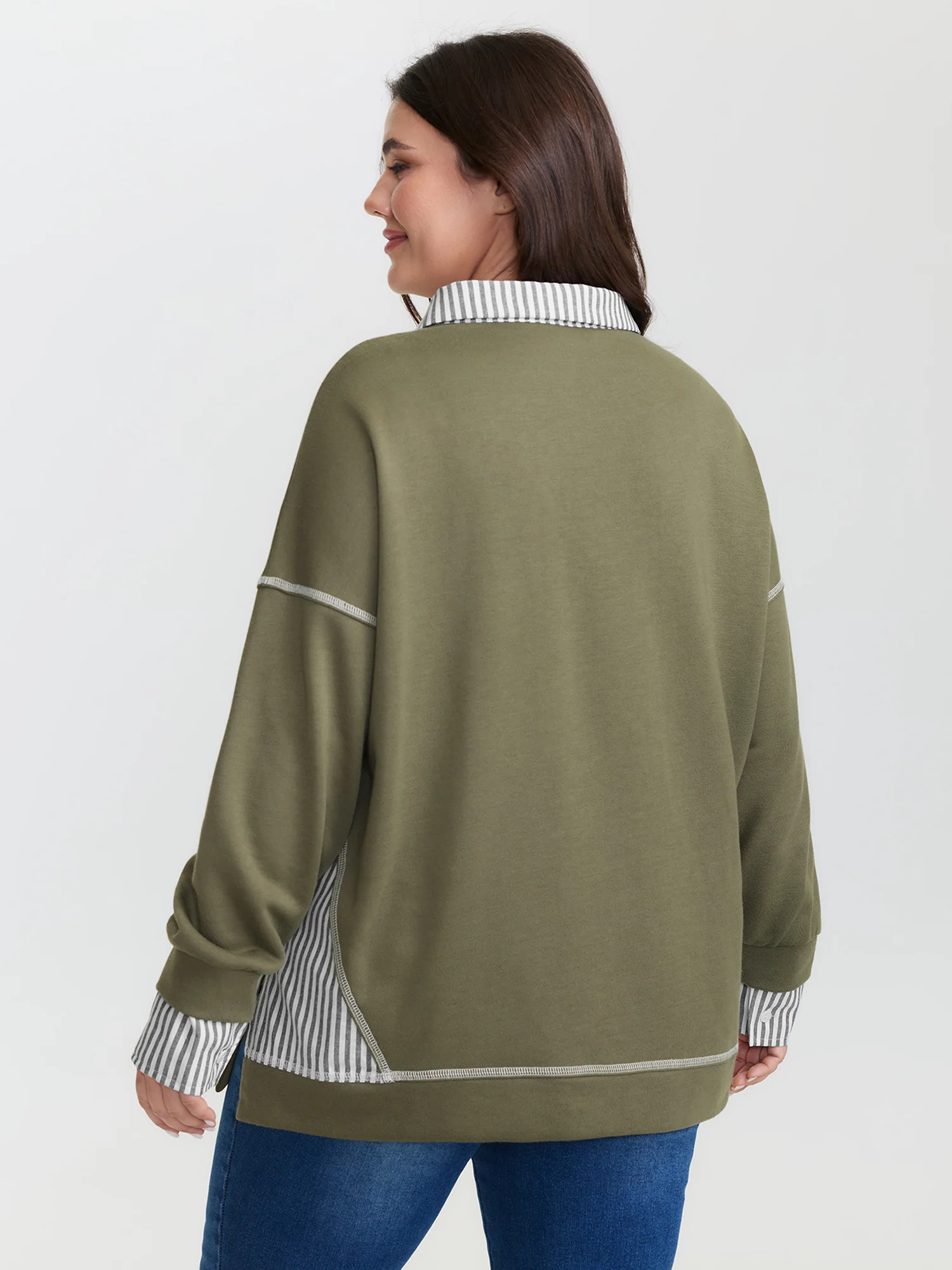 2-In-1 Stripe Drop Shoulder Sweatshirt - Image 5