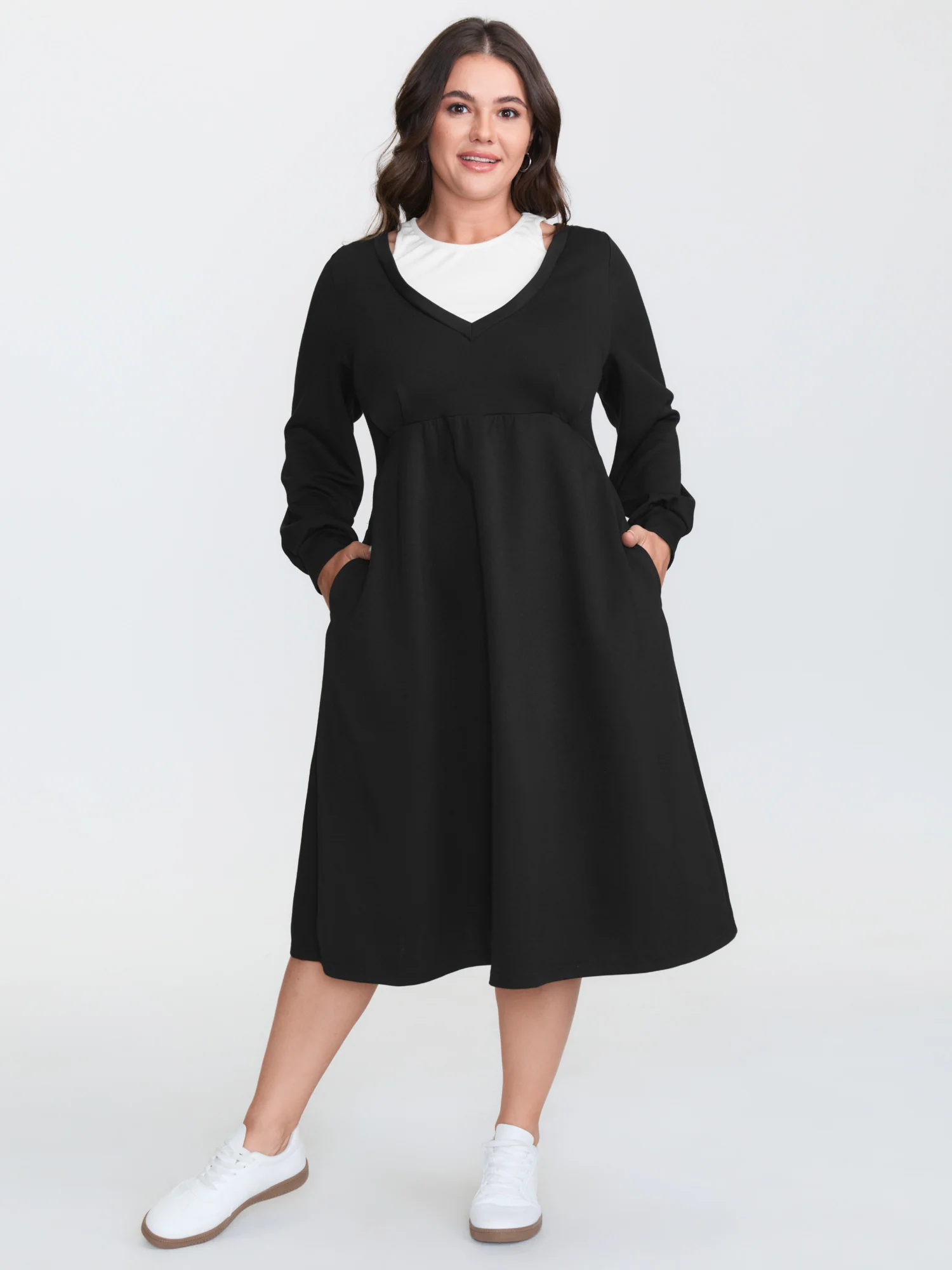 2-In-1 Supersoft Pleated Midi Dress - Image 3