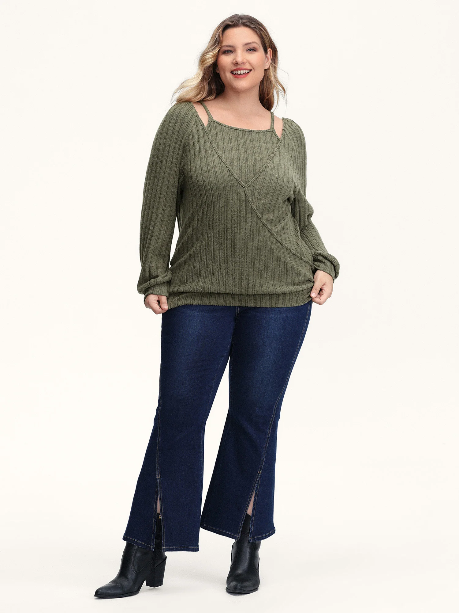2-In-1 Textured Shoulder Straps Sweatshirt - Image 3
