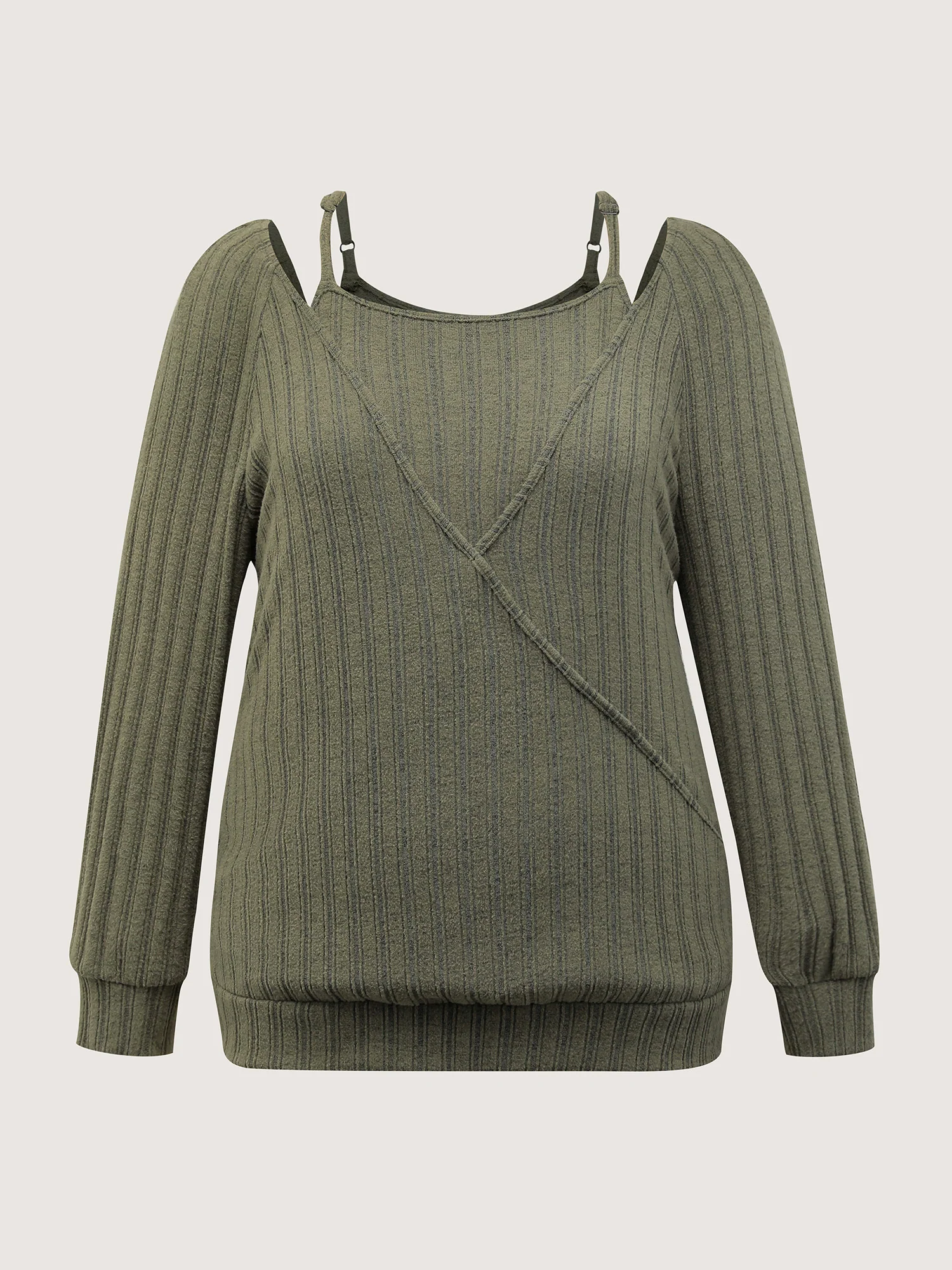 2-In-1 Textured Shoulder Straps Sweatshirt - Image 7