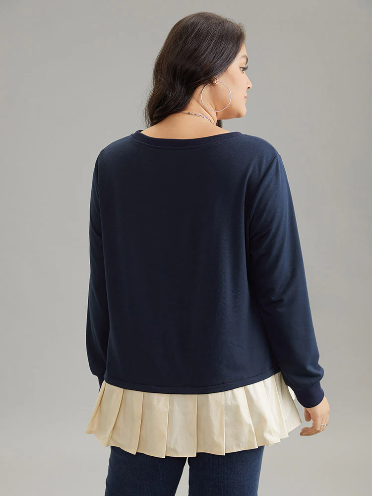 2-In-1 Two Tone Pleated Hem Sweatshirt - Image 2