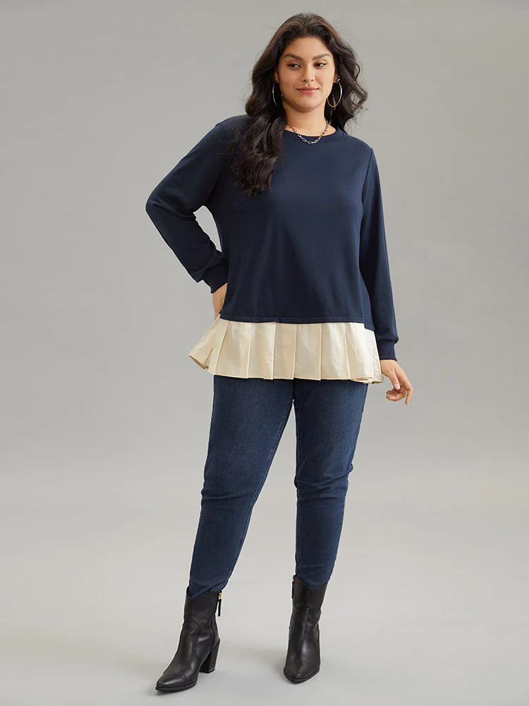 2-In-1 Two Tone Pleated Hem Sweatshirt - Image 3
