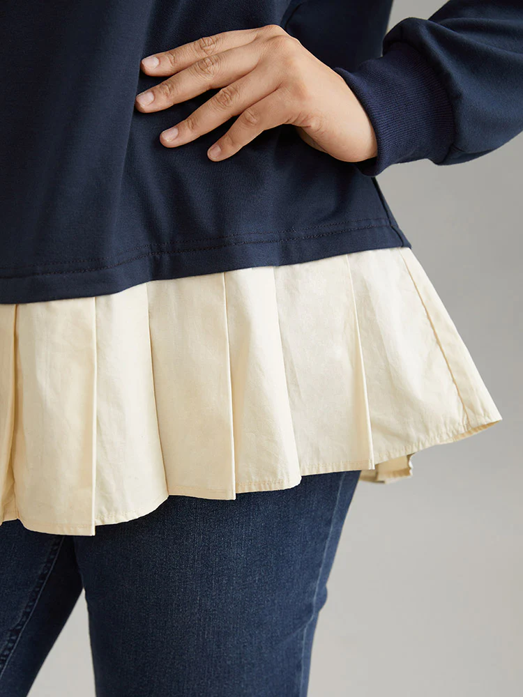 2-In-1 Two Tone Pleated Hem Sweatshirt - Image 4