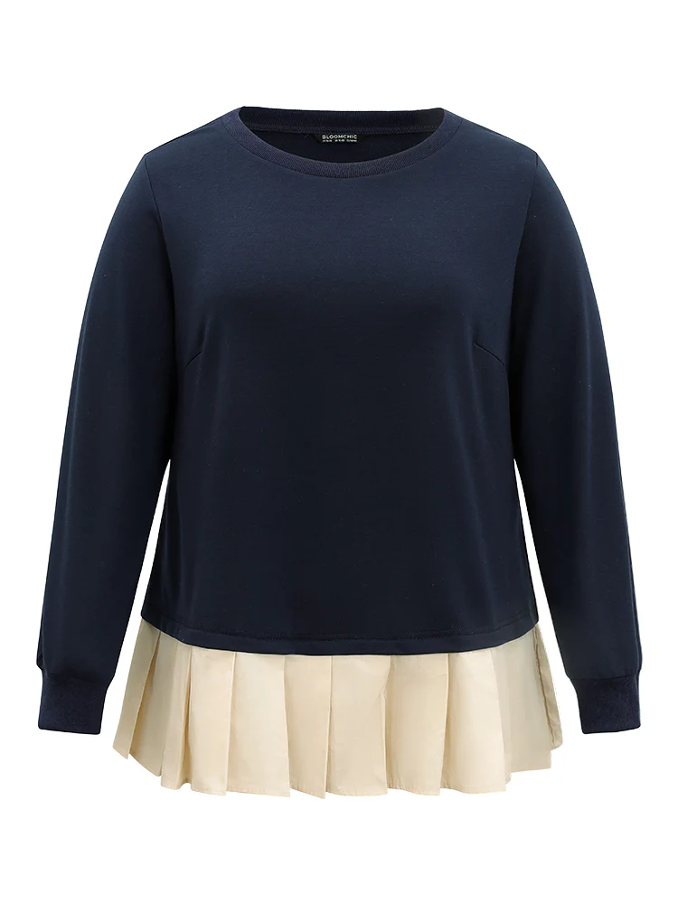 2-In-1 Two Tone Pleated Hem Sweatshirt - Image 5