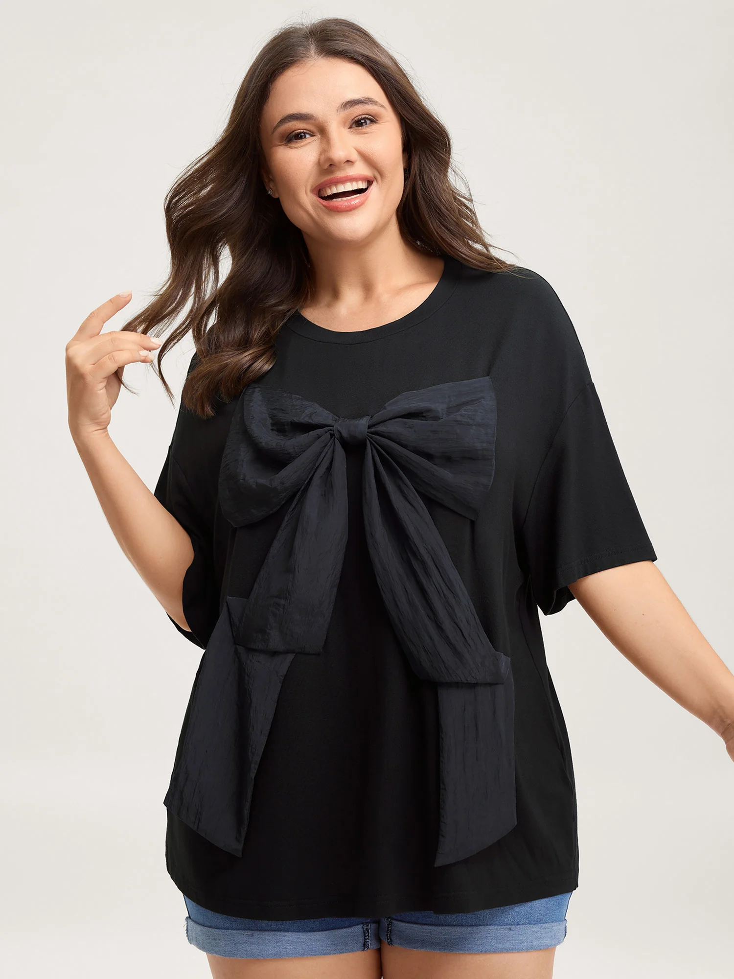 3D Bow-Tie Front Supersoft T-Shirt
