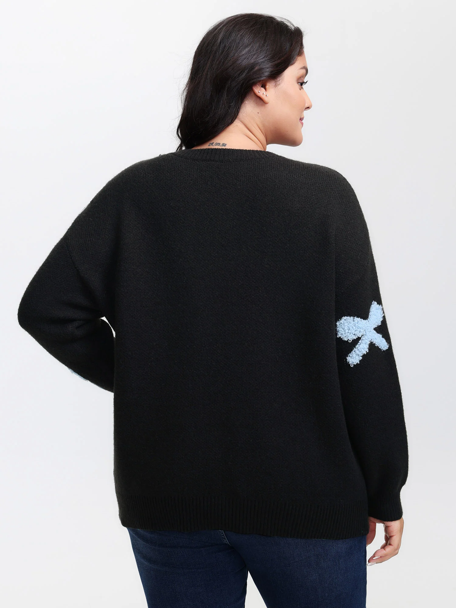 3D Bowknot Jacquard Textured Pullover - Image 4